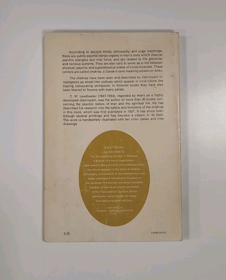 The Chakras C.W. Leadbeater 10 Color Plates Paperback 1972 Theophysical Society