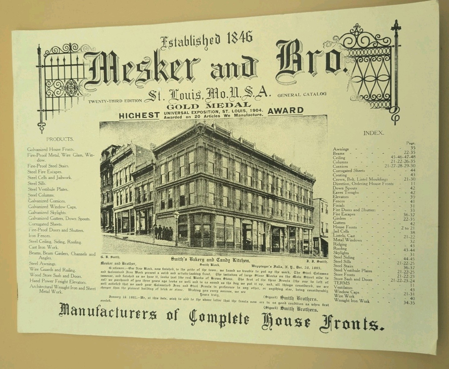 Barn Find Reprint of Early 1900&rsquo;s Mesker & Bro. Catalog House Fronts Iron Jails