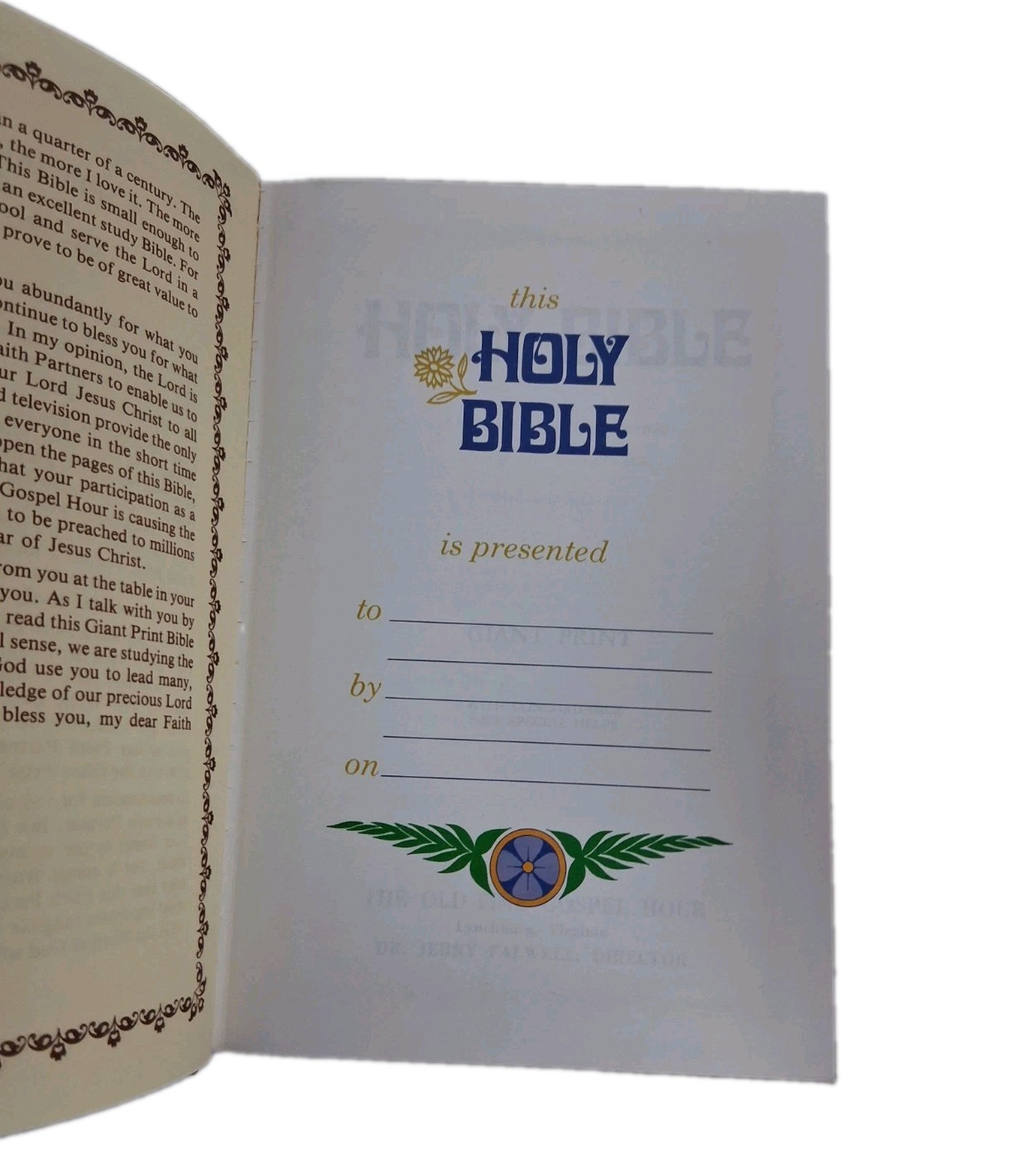 Holy Bible Giant Print KJV 1976 Faith Partners Edition Jerry Falwell Hardcover