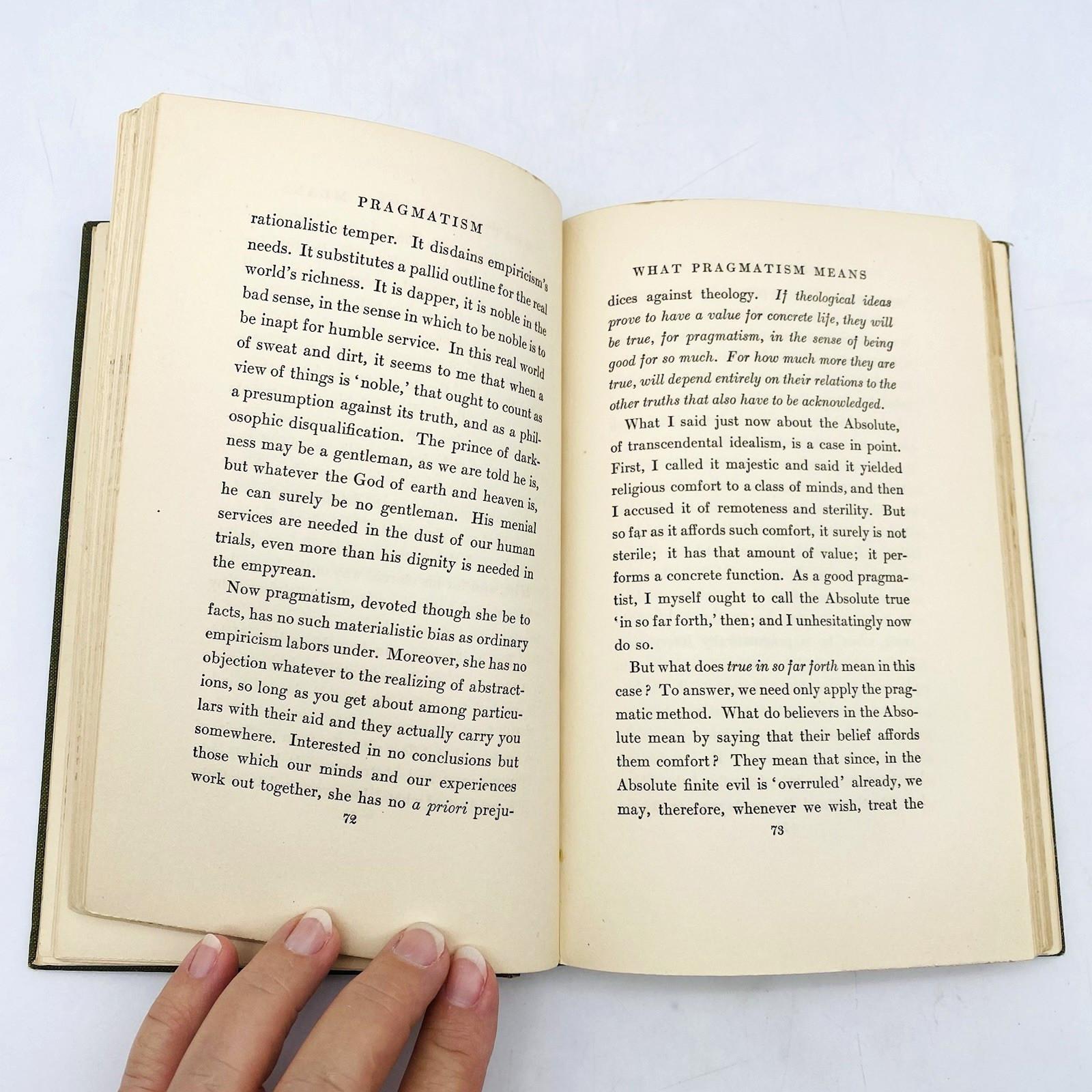 Pragmatism New Name for Some Old Ways of Thinking William James 1919 Hardcover