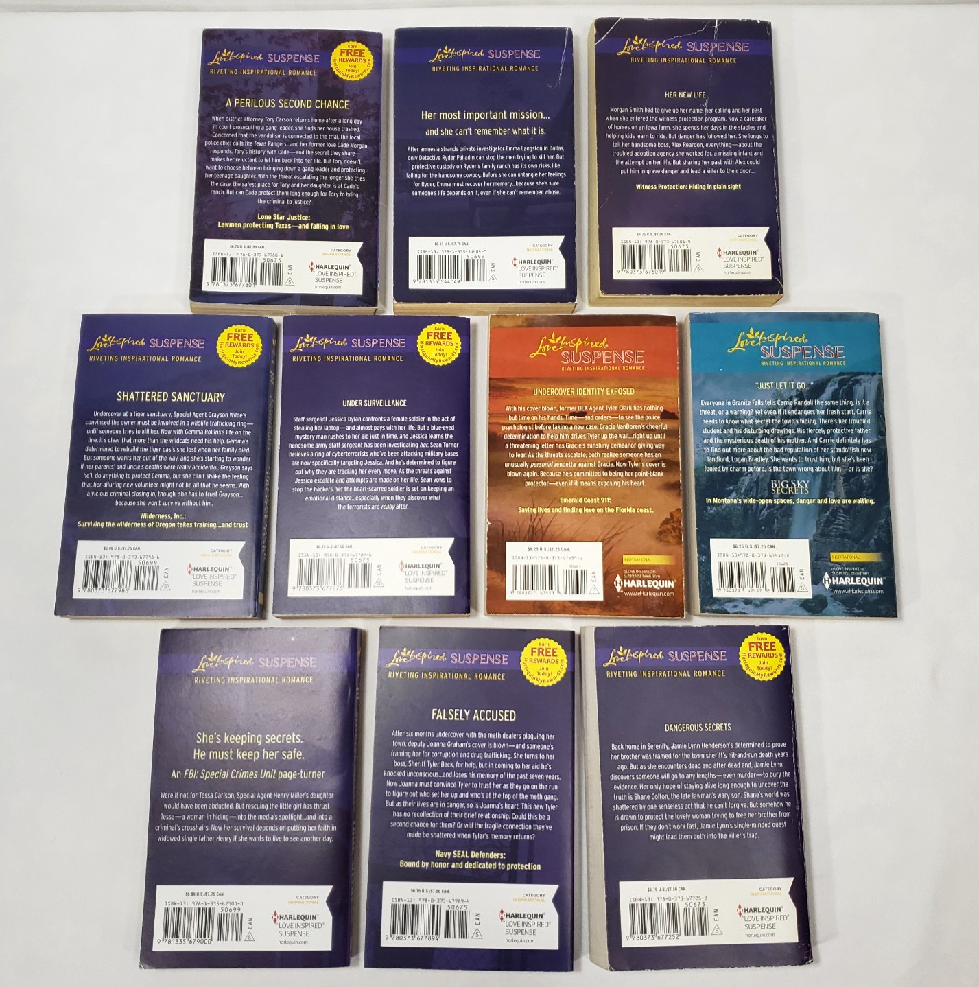 Love Inspired Suspense Larger Print Lot 10 Books Christian Romance Novels Bundle
