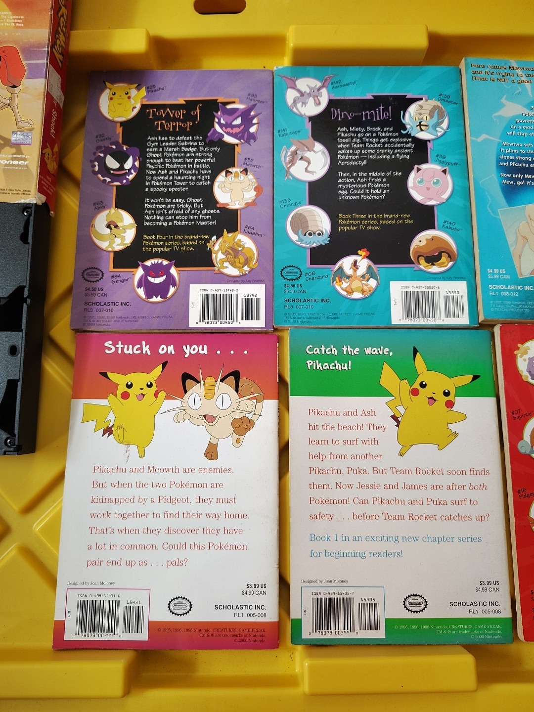Pokemon Lot Of 6 Children&rsquo;s Chapter Books Vintage 2 VHS Pokemon VHS