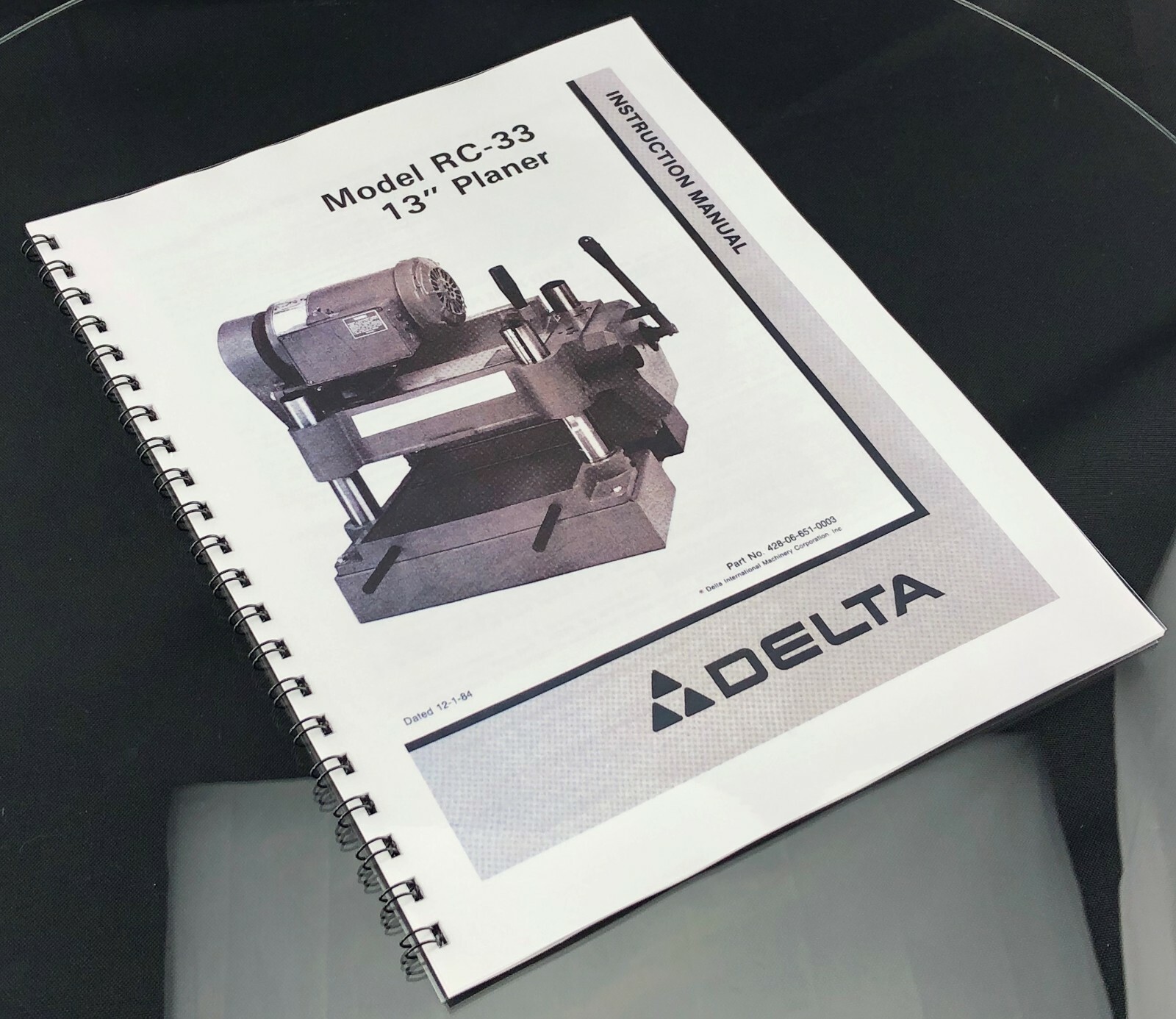 Delta 22-650 RC-33 Instruction Manual User Guide For 13&Prime; Planer Coil Bound