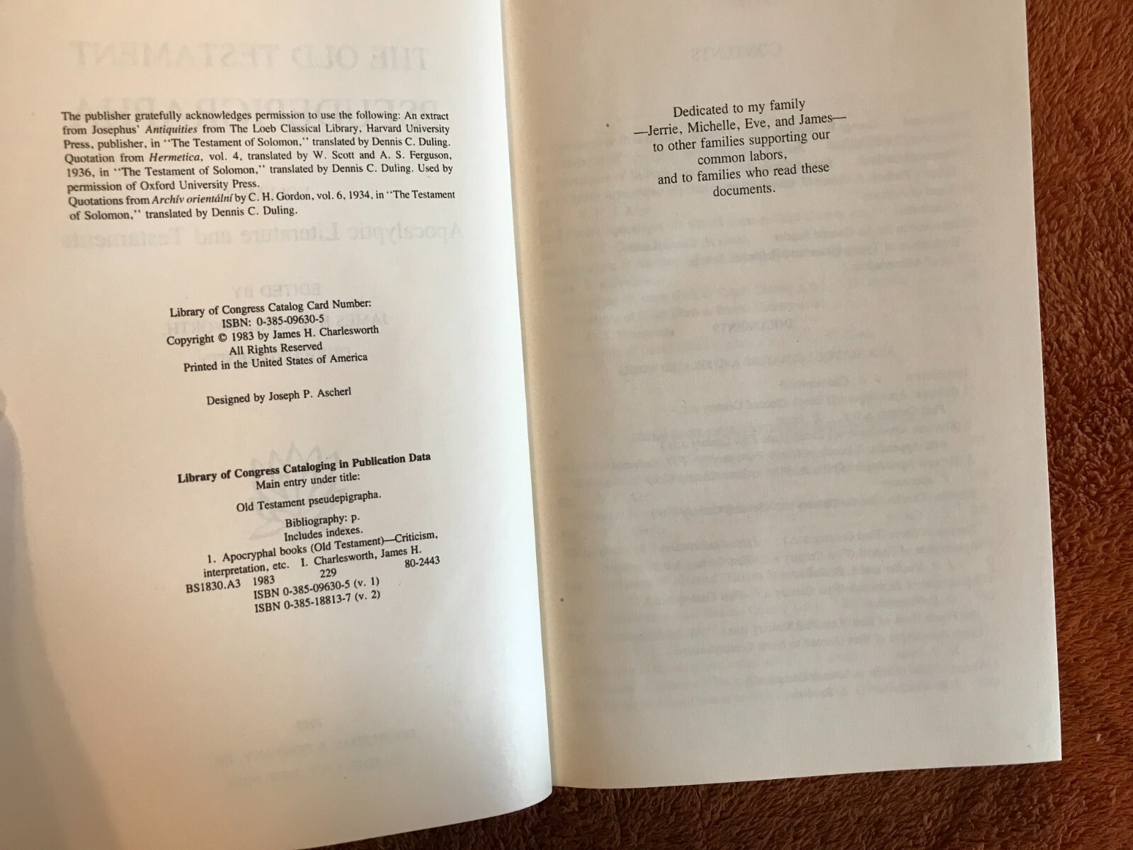 James H. Charlesworth Old Testament Pseudepigrapha vol 1 HB &rsquo;83 apocalyptic lit!