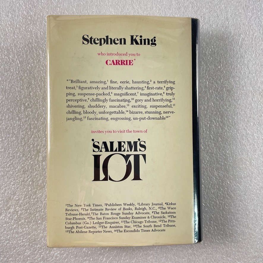 &lsquo;Salem&rsquo;s Lot by Stephen King – Doubleday 1975 – HC/DJ Book Club Edition