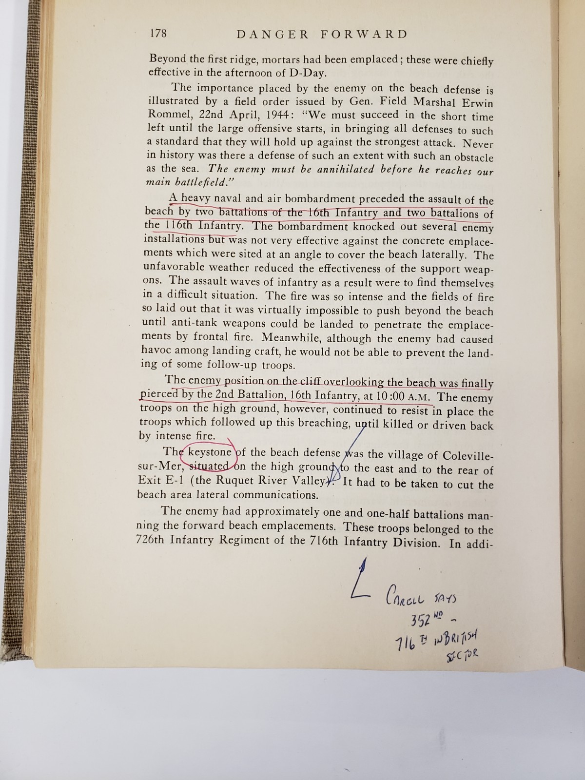 Danger Forward – First Division in World War II – WWII Veteran&rsquo;s Annotations