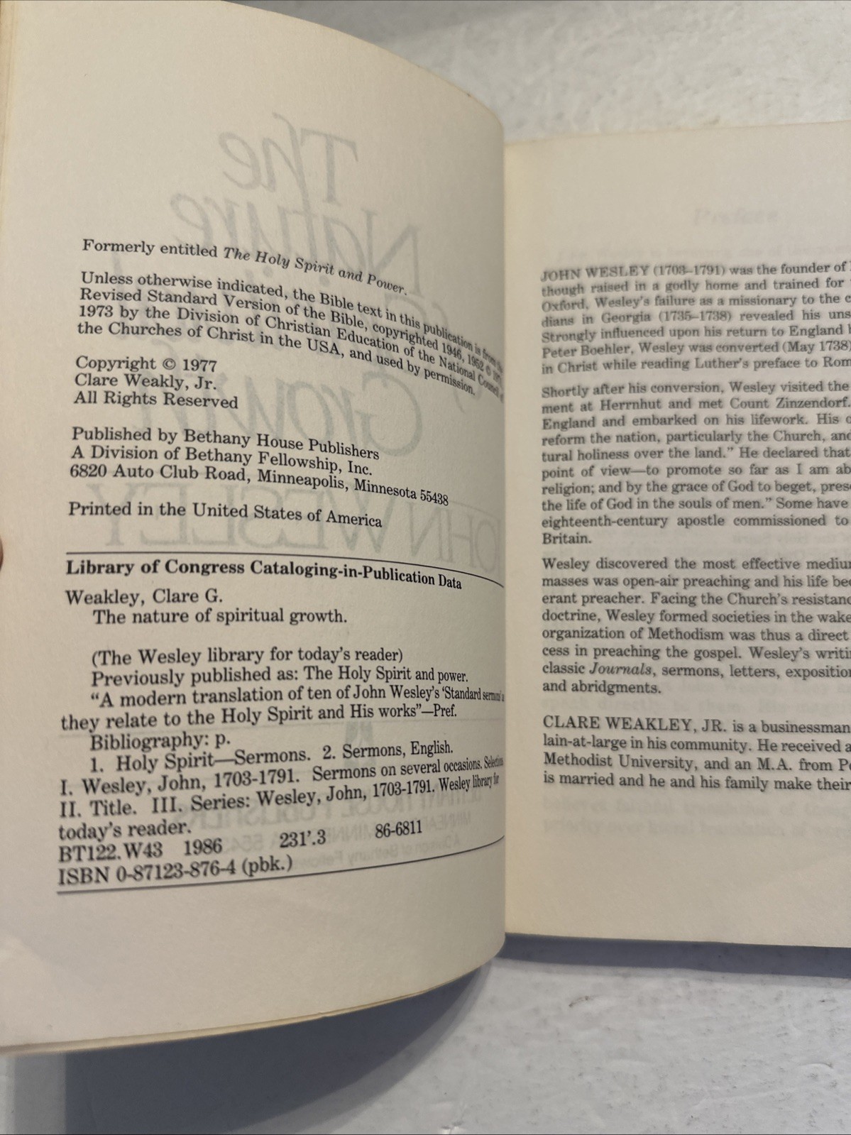 The Nature of Spiritual Growth John Wesley Library for Today&rsquo;s Reader 1977