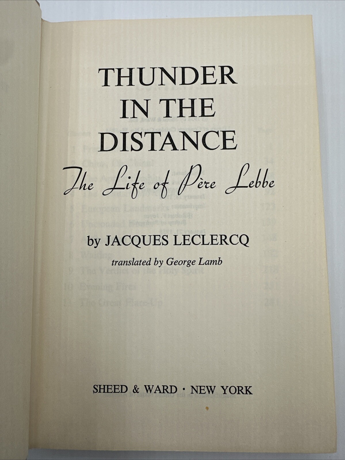 Thunder In The Distance Jacques Leclercq 1958 Hardcover 322 Pages