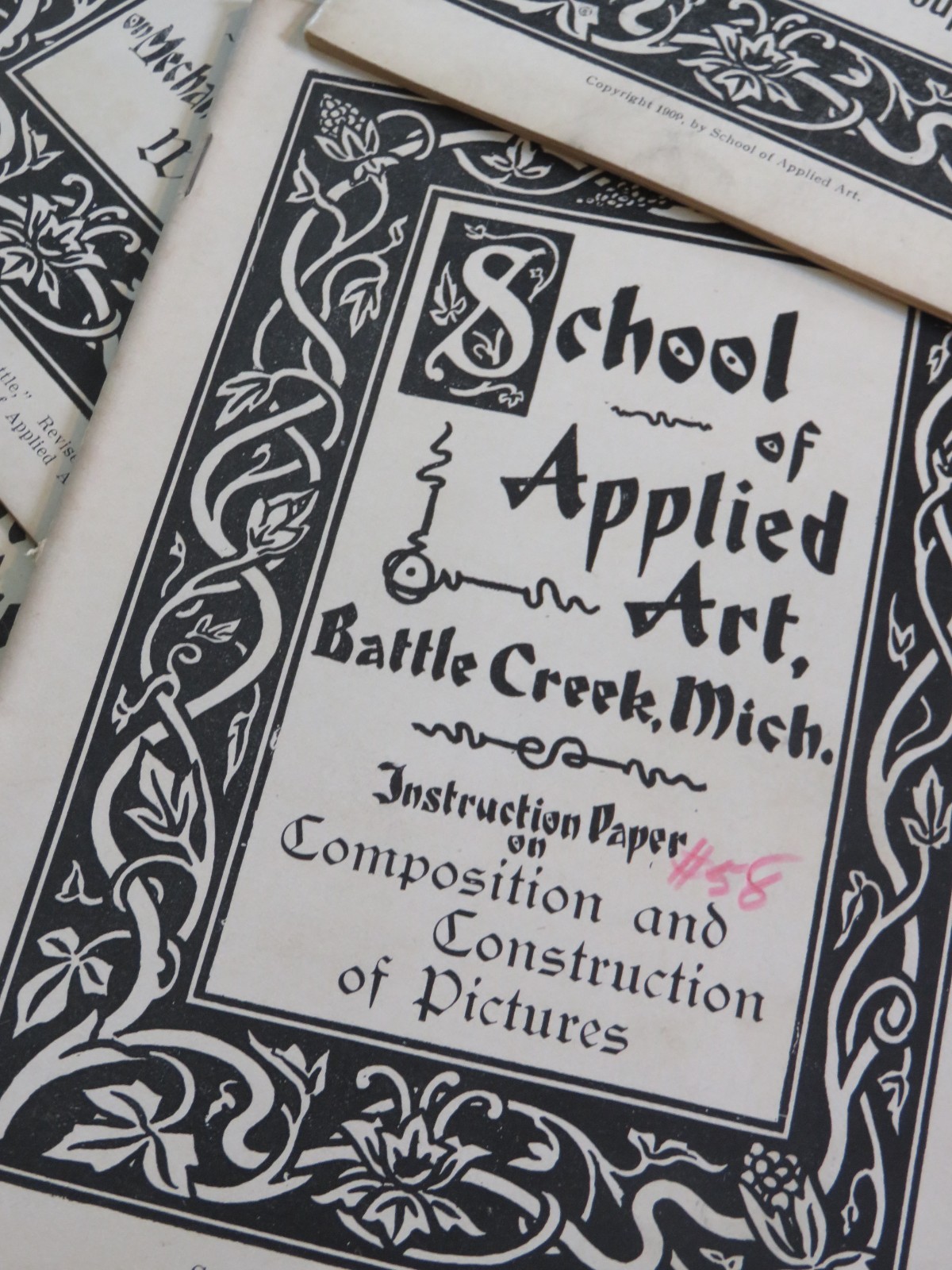 Lot of 45 1909 School of Applied Art Battle Creek, Michigan Commercial Drawing