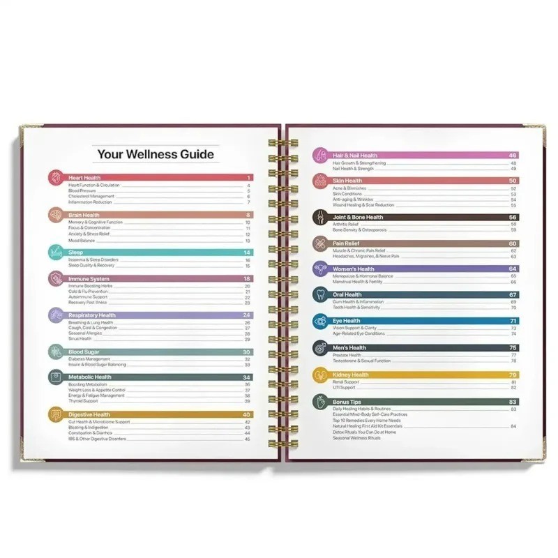 The Natural Healing Handbook, Spiral-Bound Guide for Herbal Remedies and Natural
