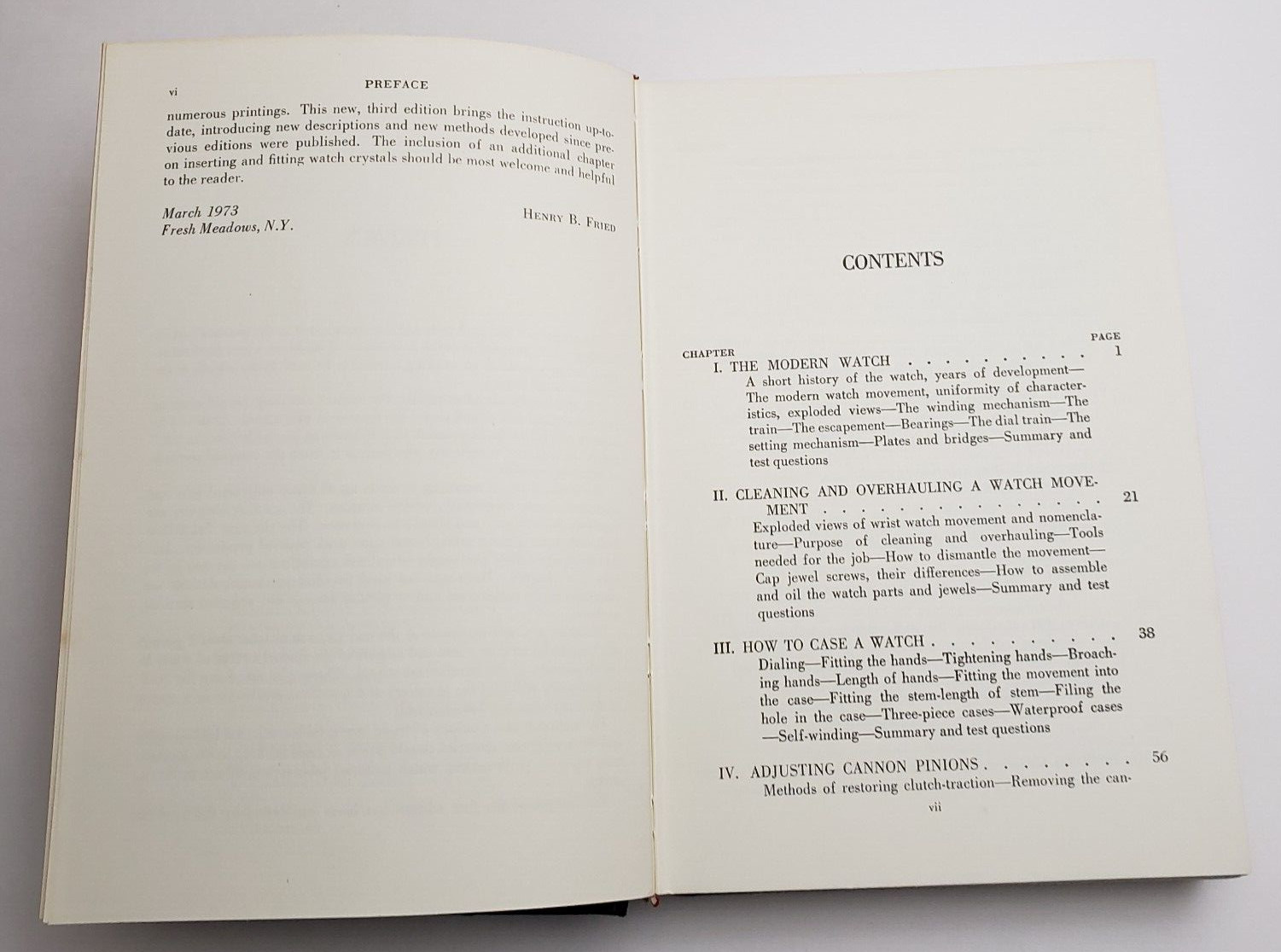 1973 The Watch Repairer&rsquo;s Manual Henry B. Fried Third Edition No Jacket