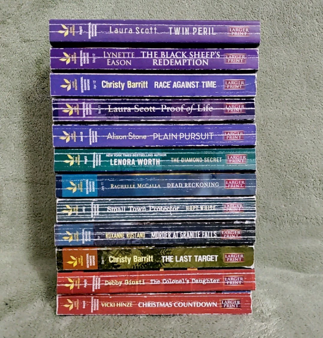 Lot of 12 Love Inspired Suspense LARGER PRINT Books Christian Mystery FD-3