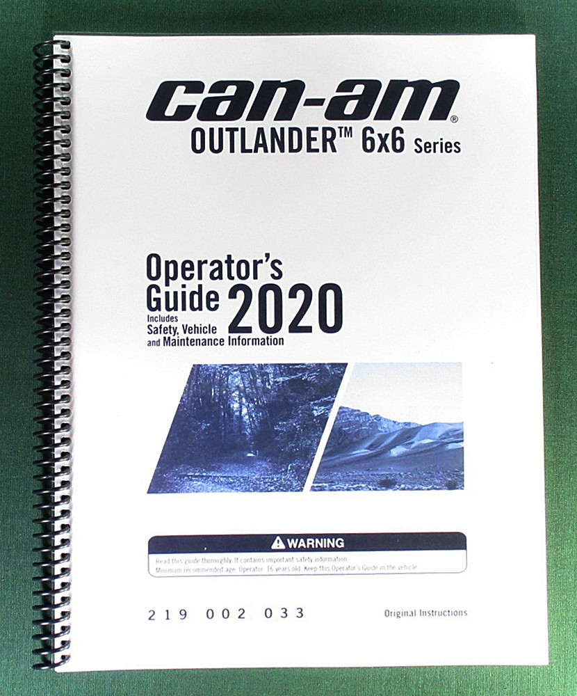 2020 Can-Am Outlander 450 6X6 Owner&rsquo;s Manual: 172 Pages & Protective Covers!