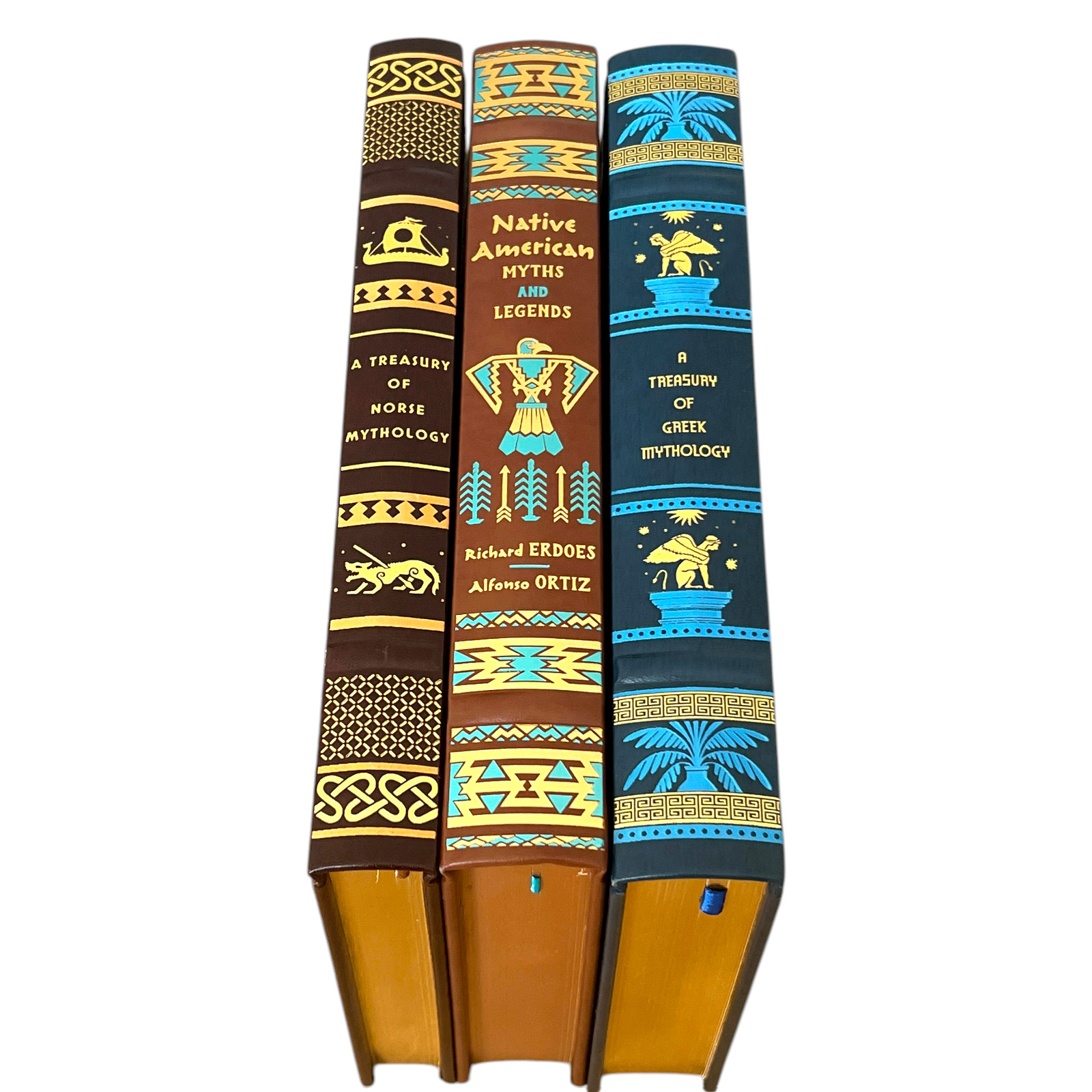 3-Book Set: Greek, Norse, Native American Mythology Bounded LEATHER Hardcover