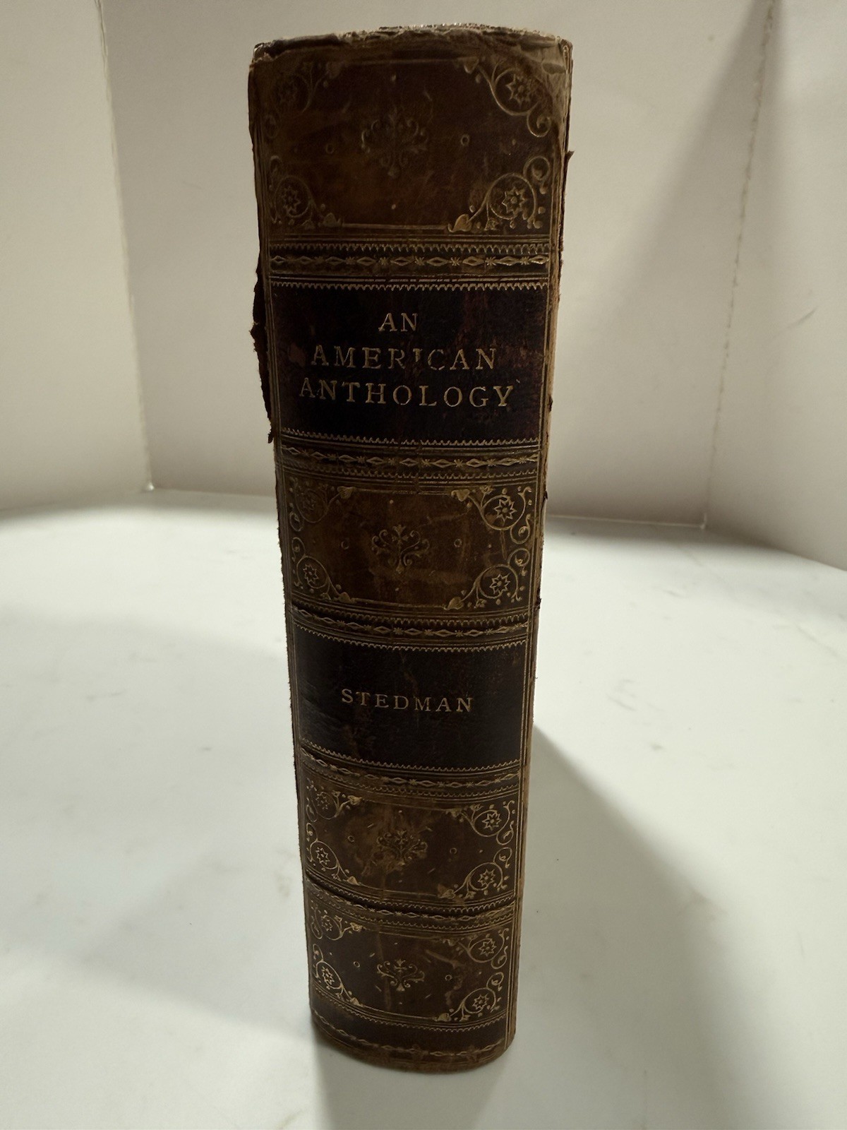 An American Anthology- Stedman 1906 Poetry 1787-1900 Poe Longfellow Leather Gilt