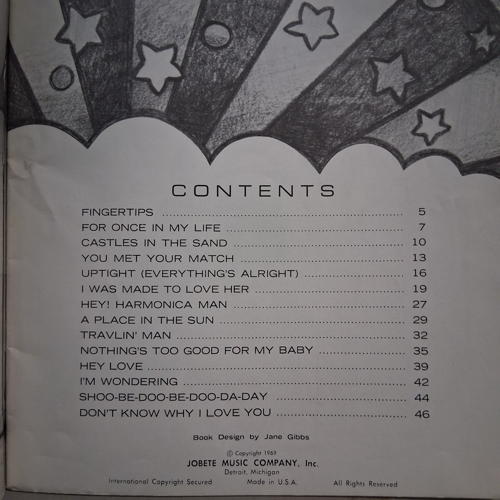 VGT Stevie Wonder – featuring « THE MOTOWN SOUND » 47 Pages Songbook Jobete 1969
