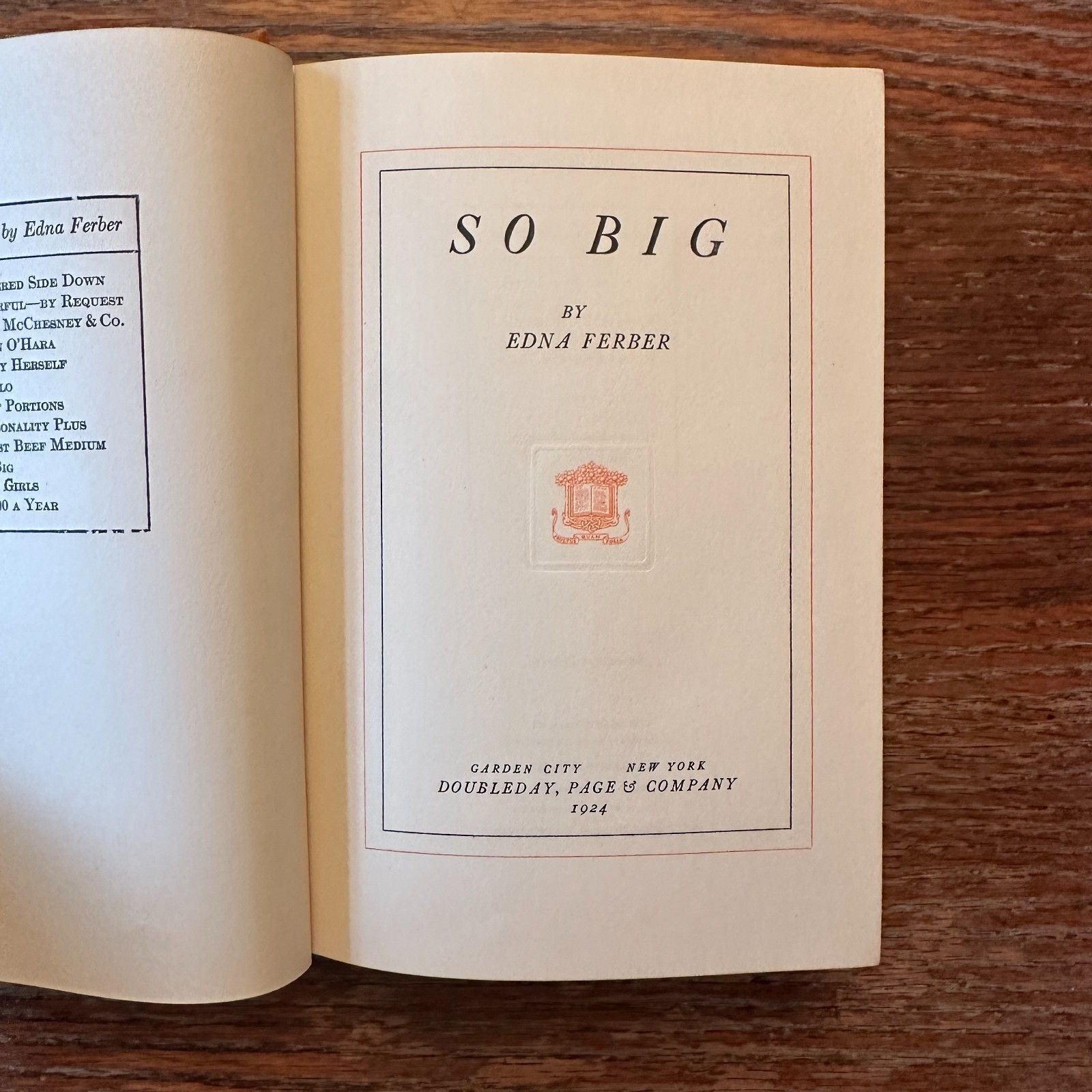 So Big by Edna Ferber 1924 17th Printing Hardcover W Dust Jacket GOOD