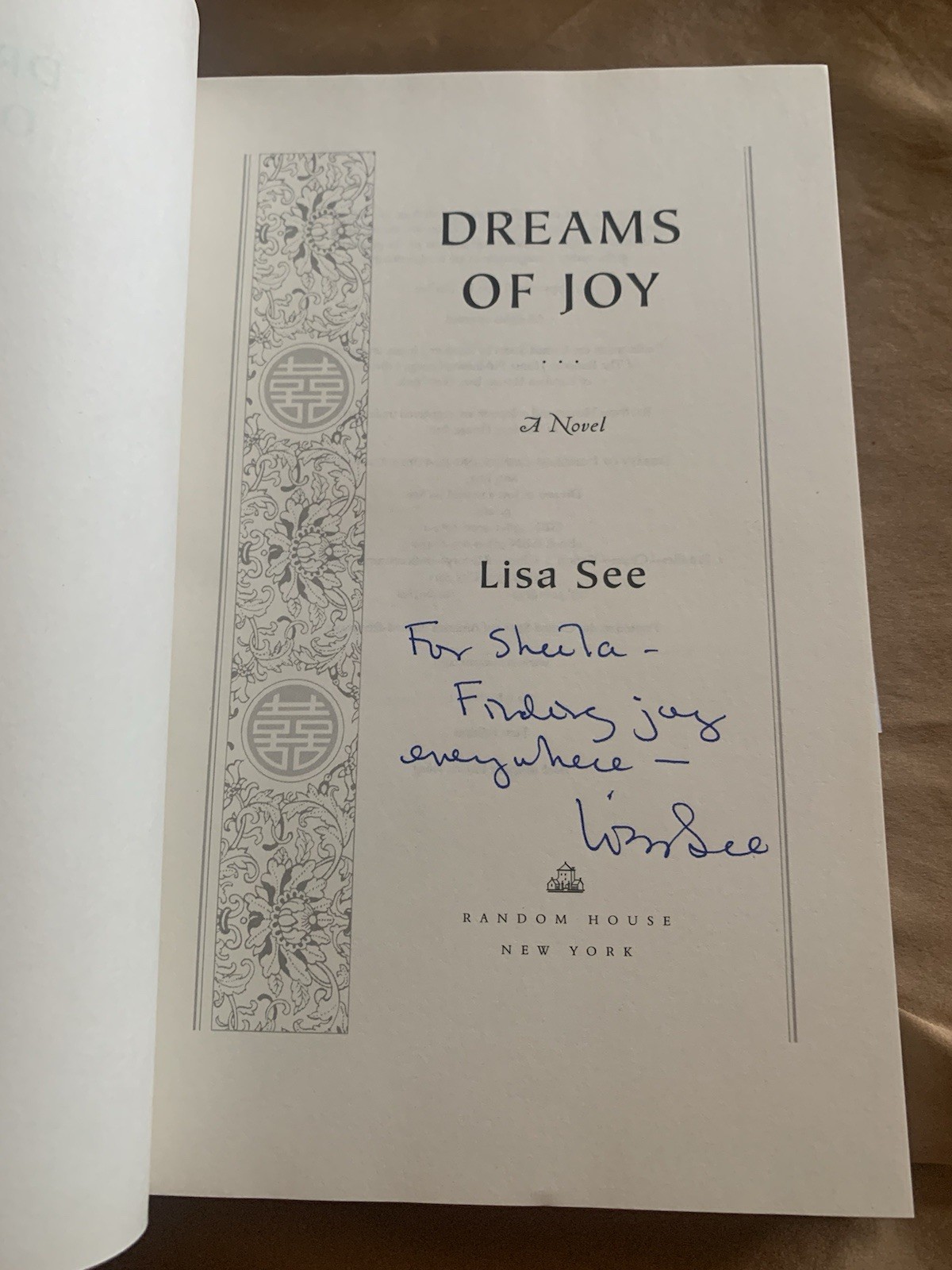 Dreams of Joy : A Novel SIGNED by Lisa See (2011, HCDJ 1st ed)