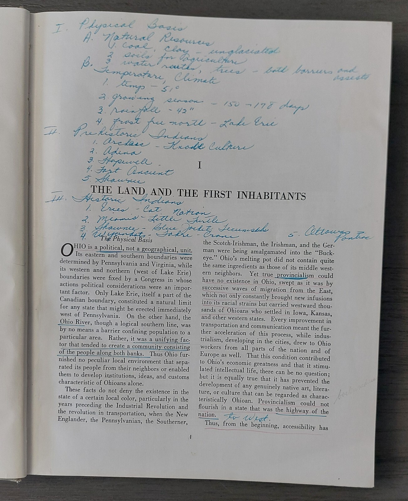 Vintage 1961 « A History of Ohio » Roseboom/Weisenburger Hardcover