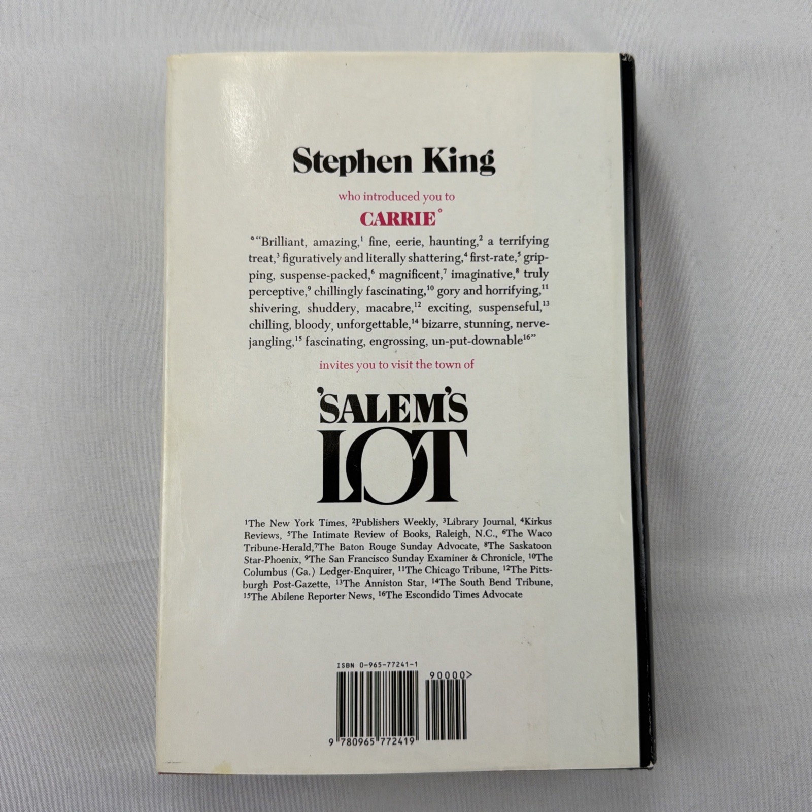 Salem&rsquo;s Lot Stephen King 1975 Doubleday Hardcover Horror Classic