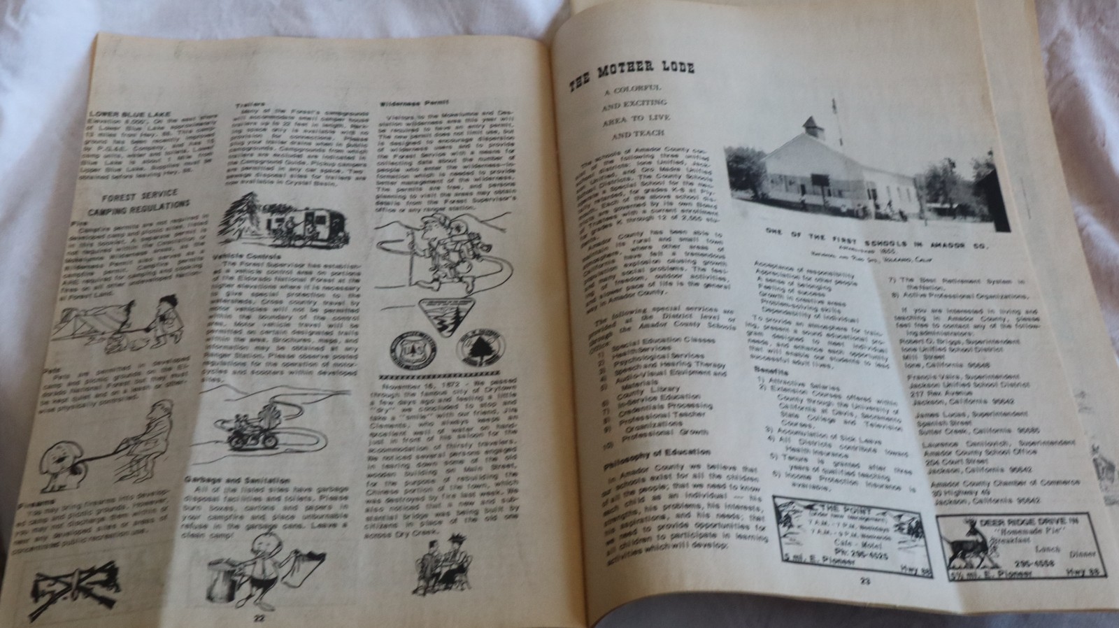Amador County TRAVEL GUIDE 1972-73 MAPS ADS HISTORY THE MOTHER LODE HWY 88 b1