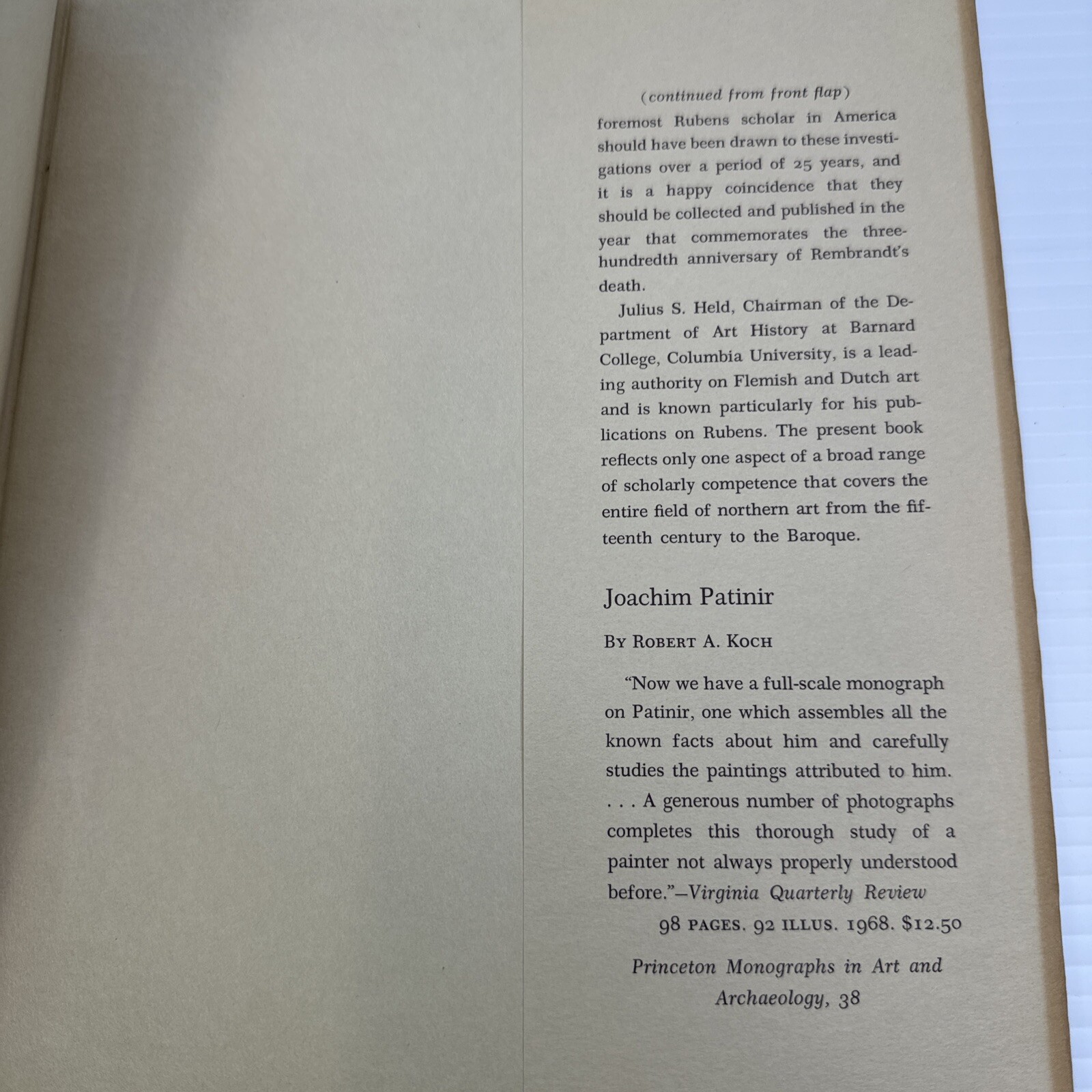 Rembrandt&rsquo;s Aristotle & Other Rembrandt Studies Julius S Held 1969 Princeton Uni