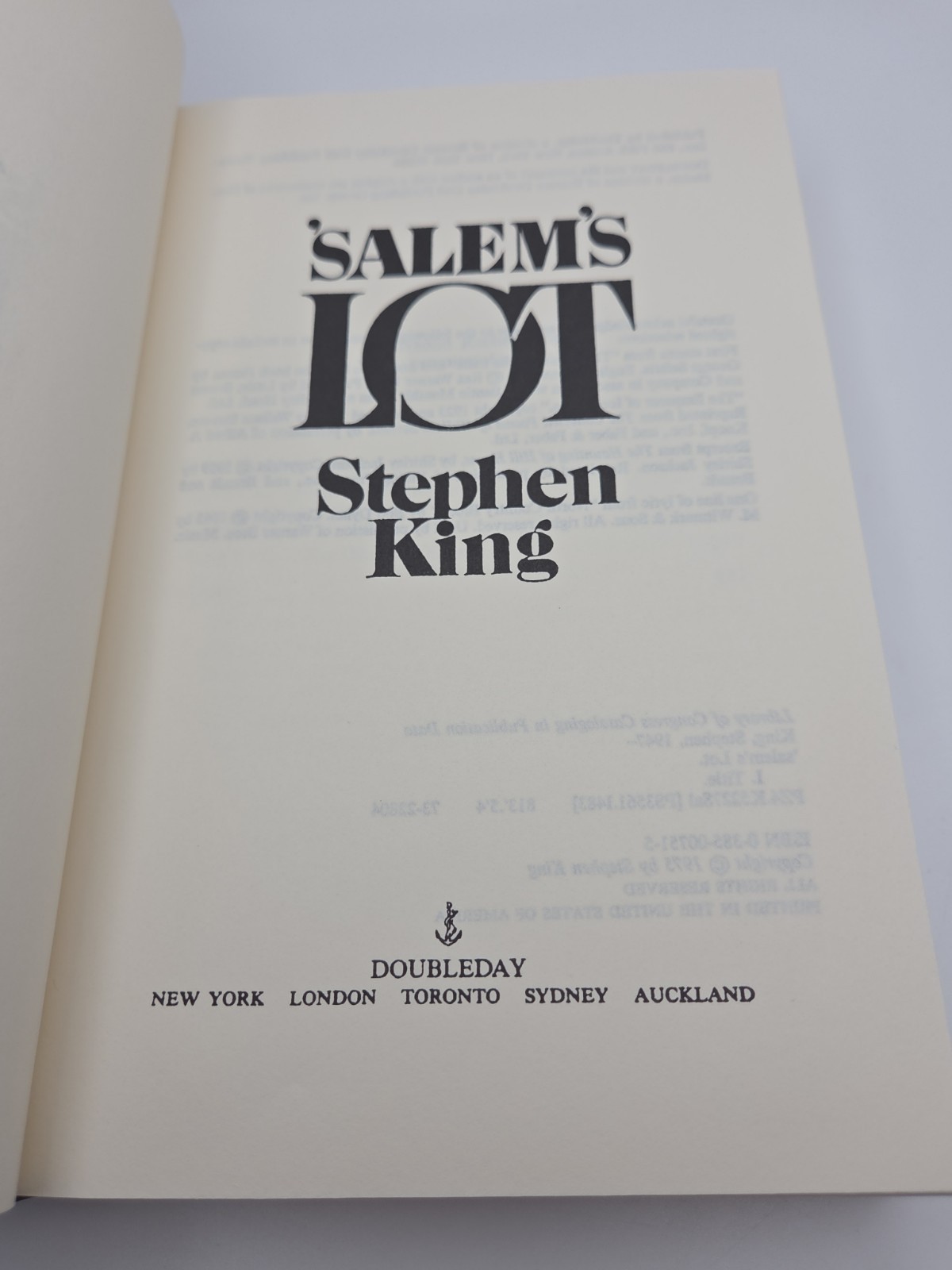 SALEM&rsquo;S LOT Stephen King Hardcover Acceptable Condition