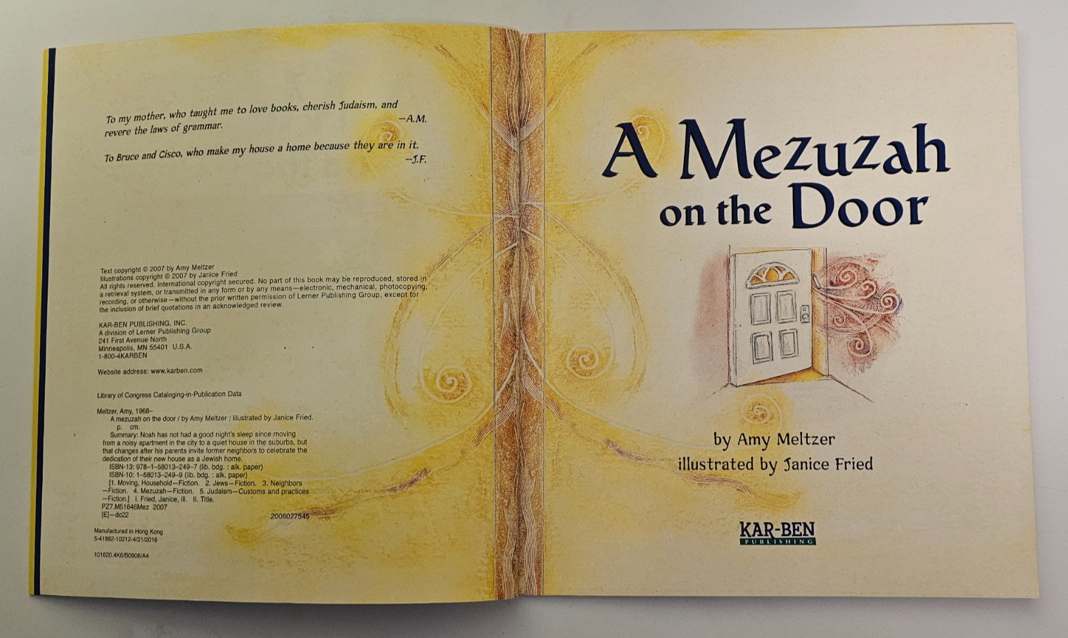 Amy Meltzer Mezuzah on the Door 2007 Jewish Identity Children’s Picture Book FLC