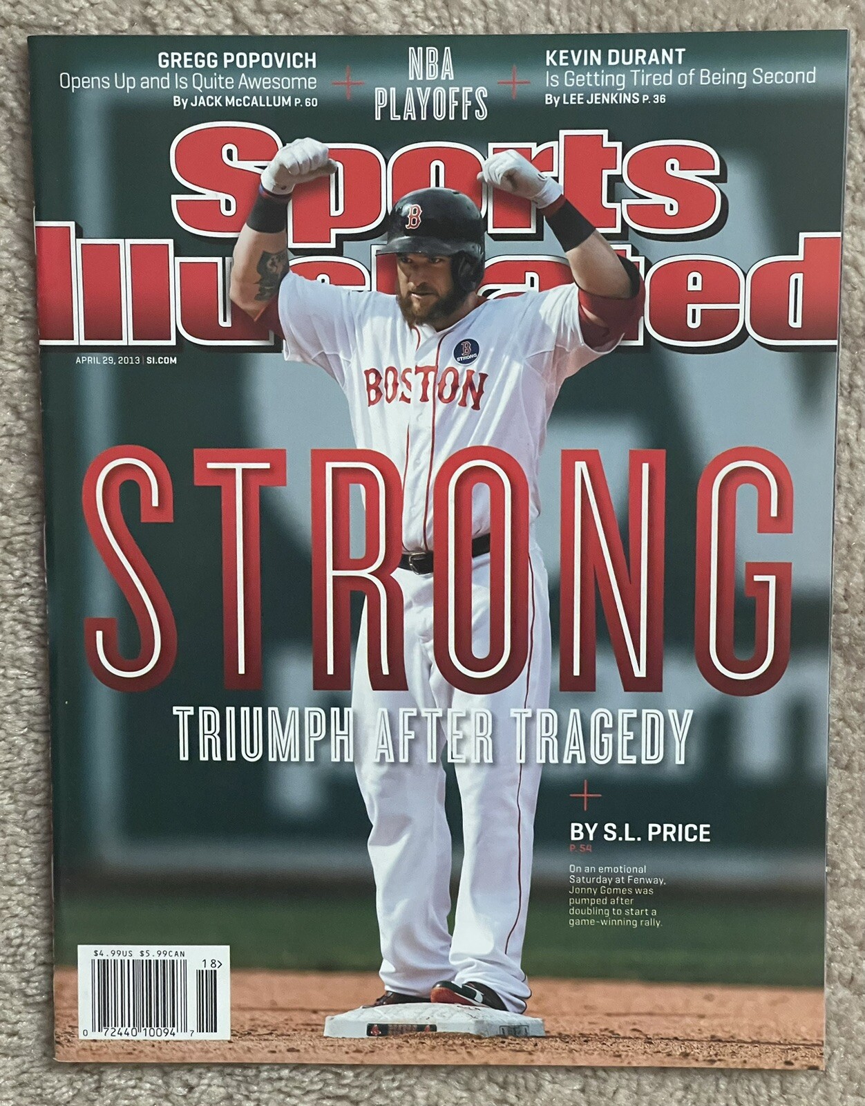 SPORTS ILLUSTRATED MAGAZINE 2013 BOSTON REDSOX “STRONG ” JONNY GOMES- NO LABEL