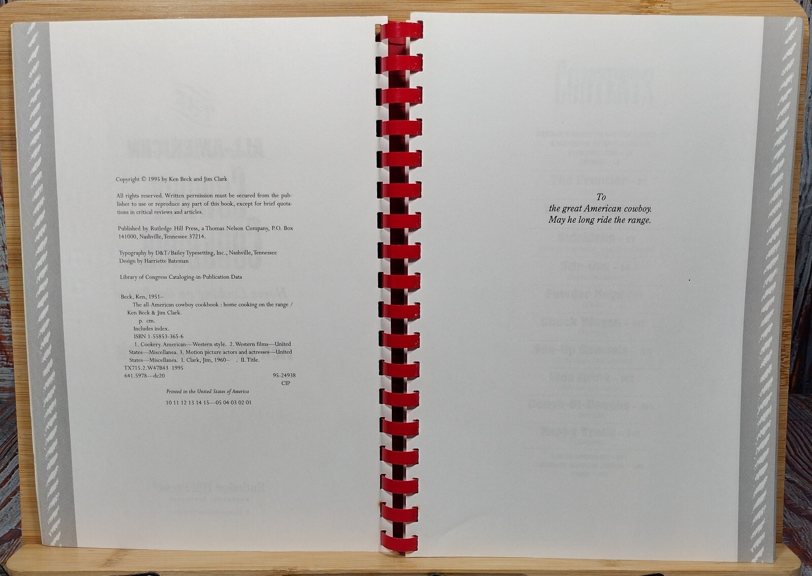 The All-American Cowboy Cookbook by Ken Beck & Jim Clark (1995, Spiral)