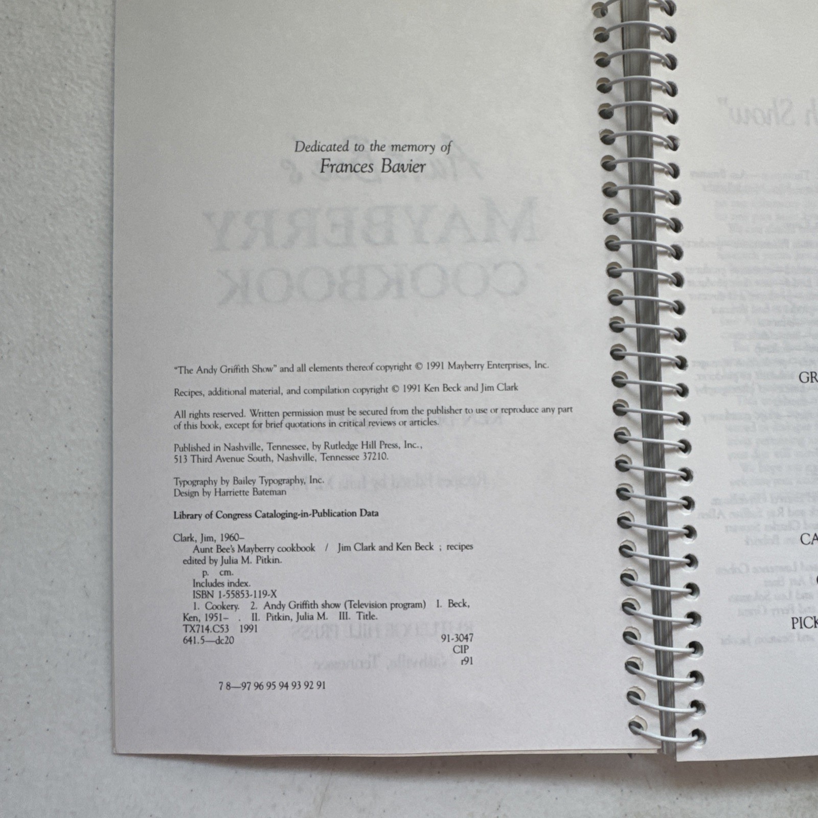 Aunt Bee&rsquo;s Mayberry Cookbook Spiral Bound by Ken Beck and Jim Clark