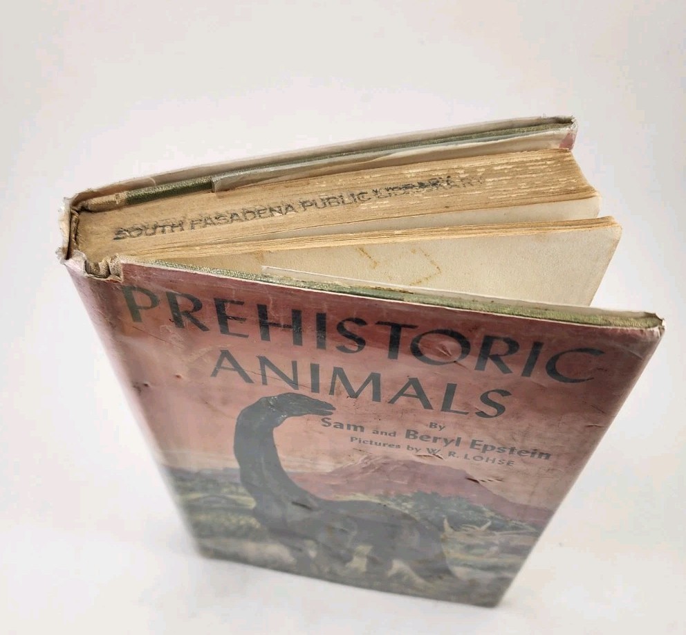 Vtg Prehistoric Animals Sam and Beryl Epstein 1956 1st Print Mylar HCDJ