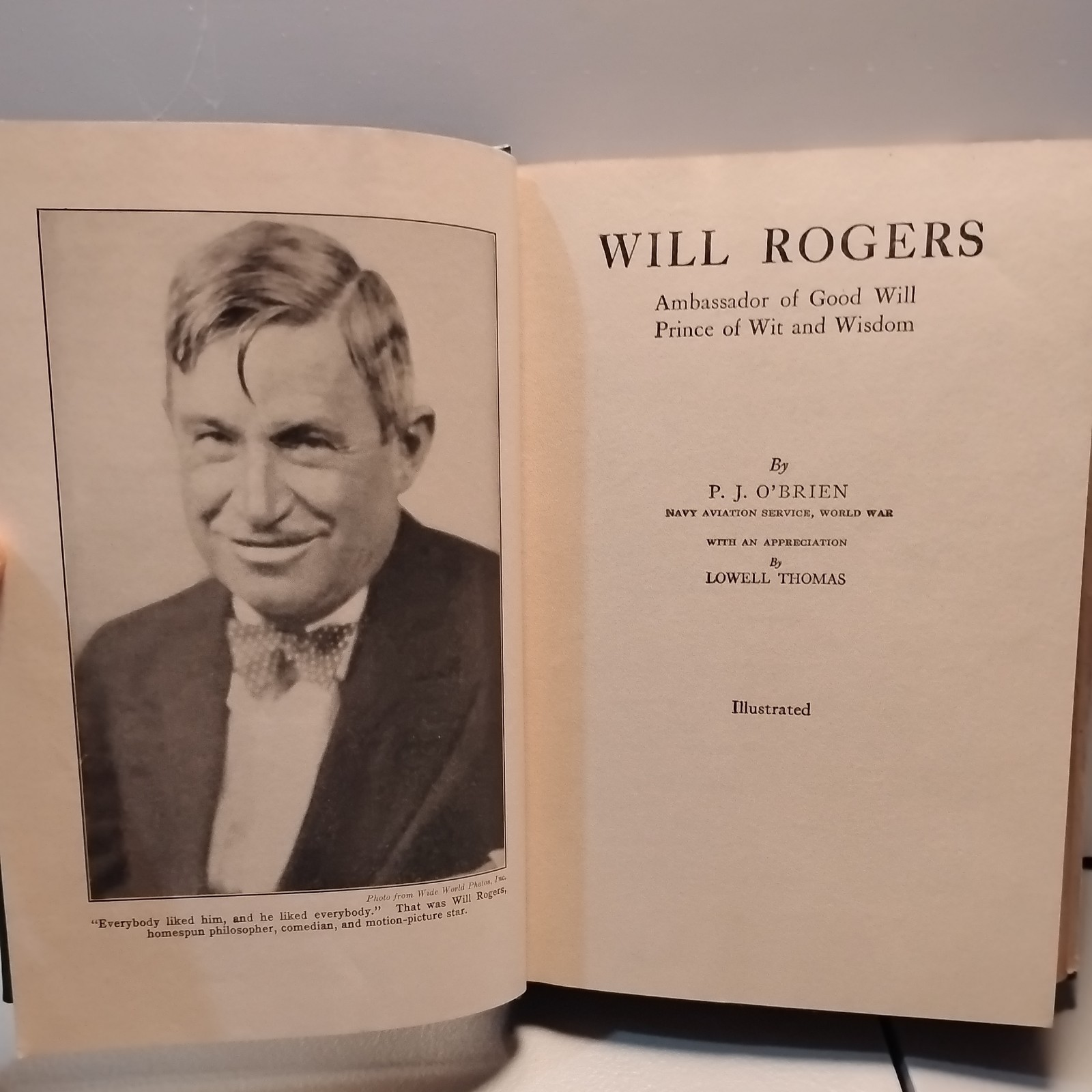 WILL ROGERS: « Ambassador of Good Will ..  » HC 1935 by P.J. O&rsquo;BRIEN – scarce DJ
