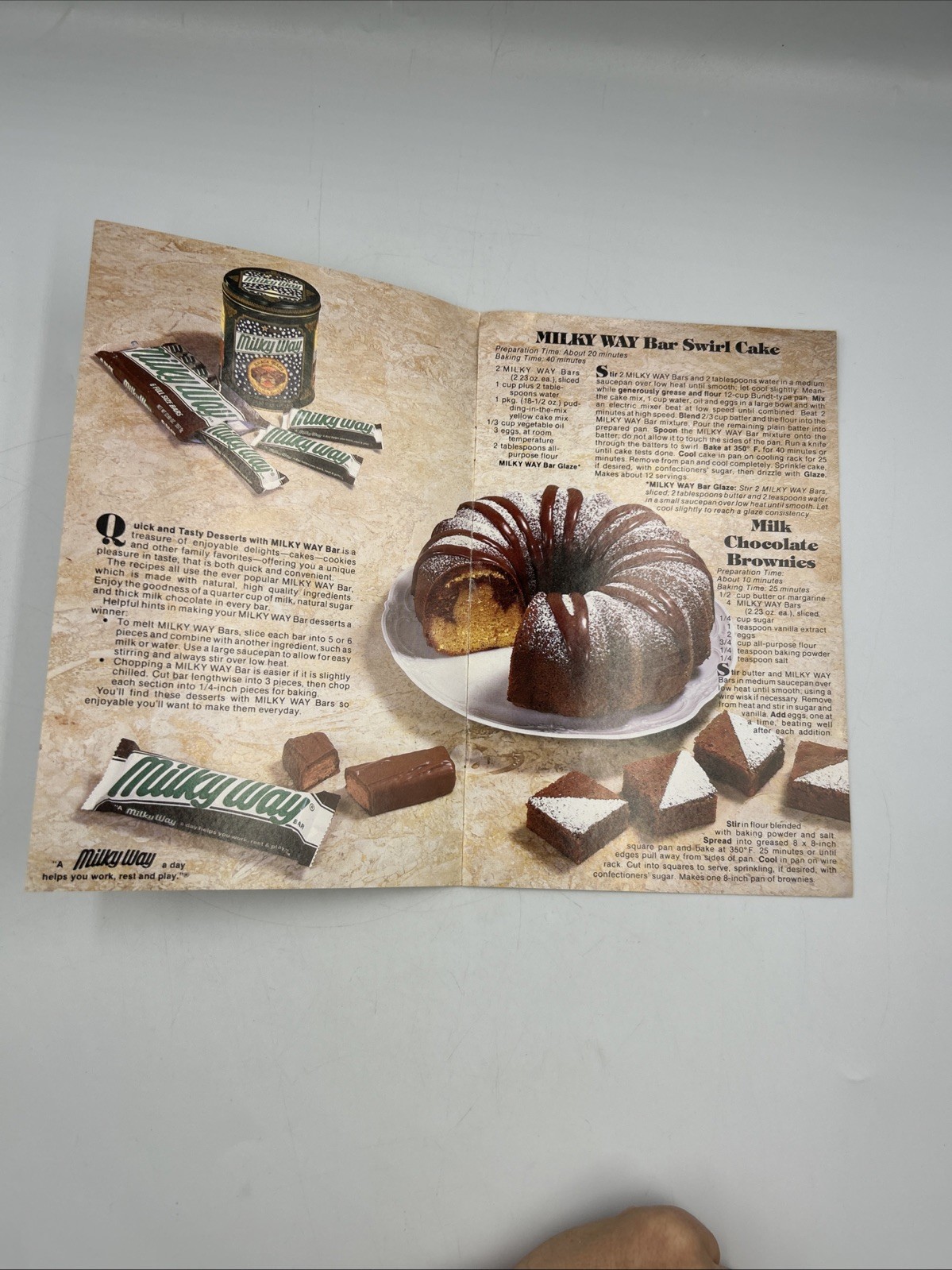Vintage Milky Way Quick and Tasty Desserts recipe booklet, 1986, 6 pages