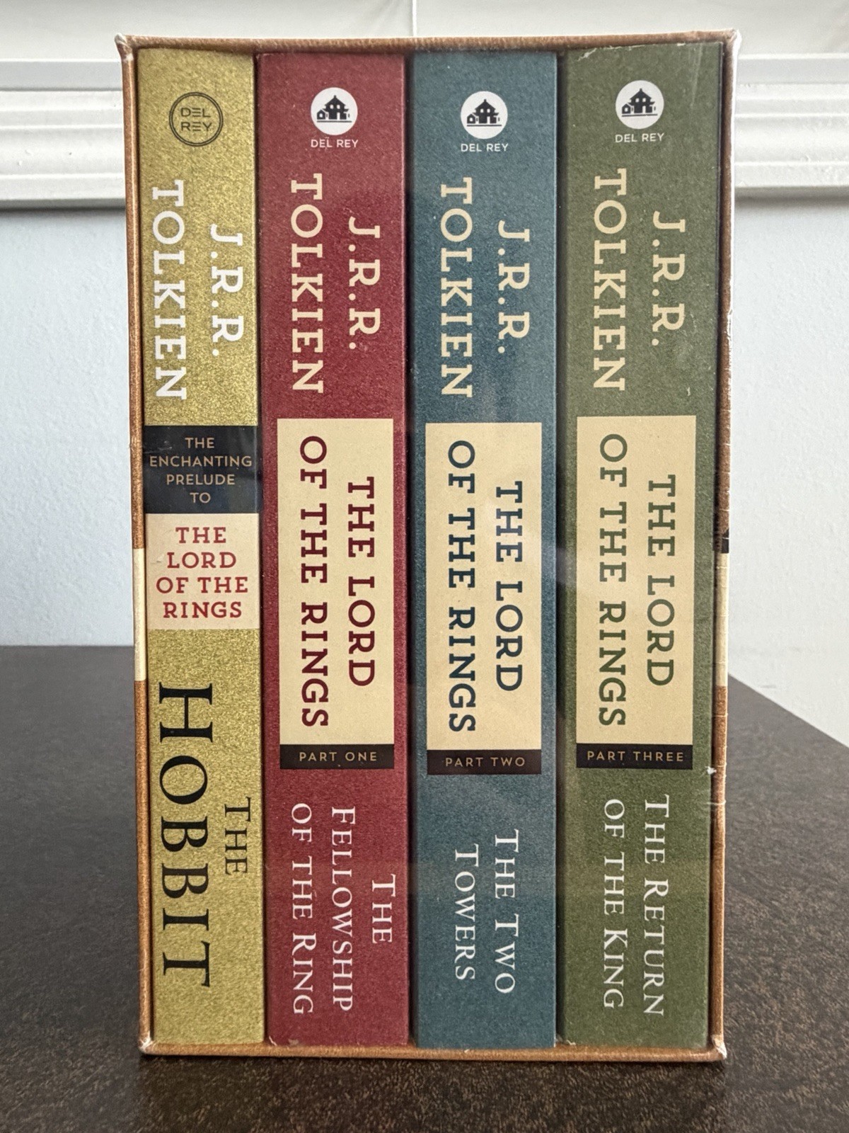 J.R.R. TOLKIEN 4 BOOK BOXED SET THE HOBBIT AND THE LORD OF RINGS LOTR DEL REY 🆕