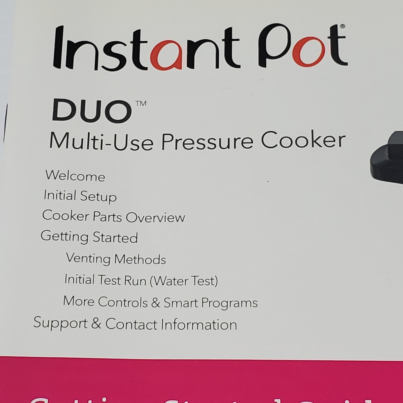 Instant Pot® DUO Pressure Cooker Multi Use Getting Started Guide Manual