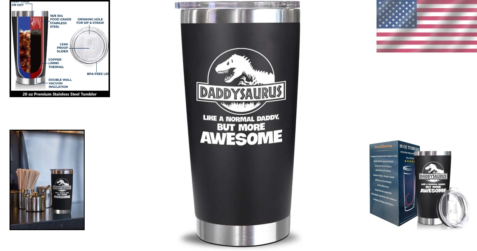 20 Oz Stainless Steel Tumbler for Dad – Leak-Proof Gift Idea with Double-Wall…