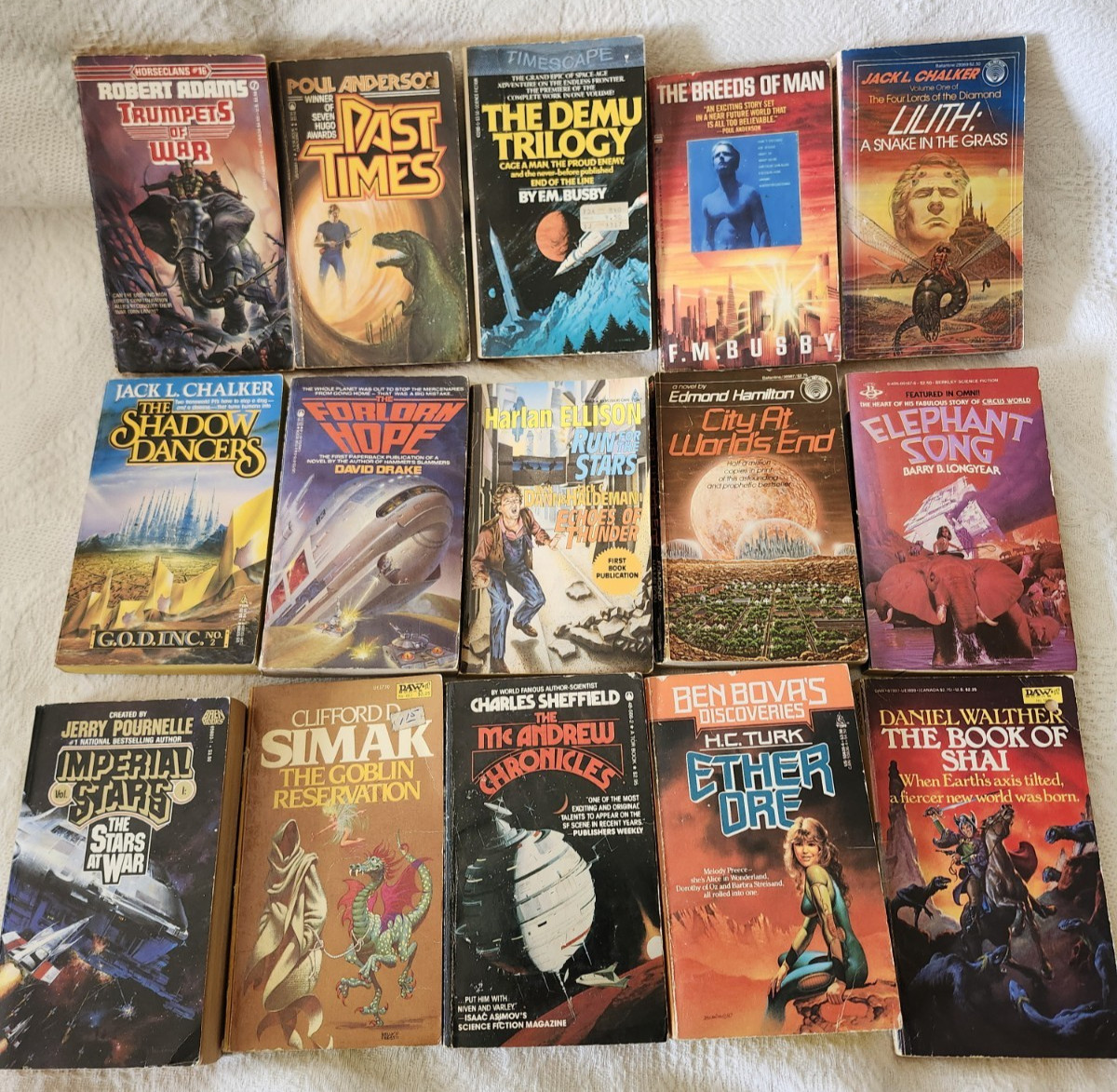 Vintage Sci Fi Fantasy Paperback Books 1980&rsquo;s Science Fiction Book Lot x 15