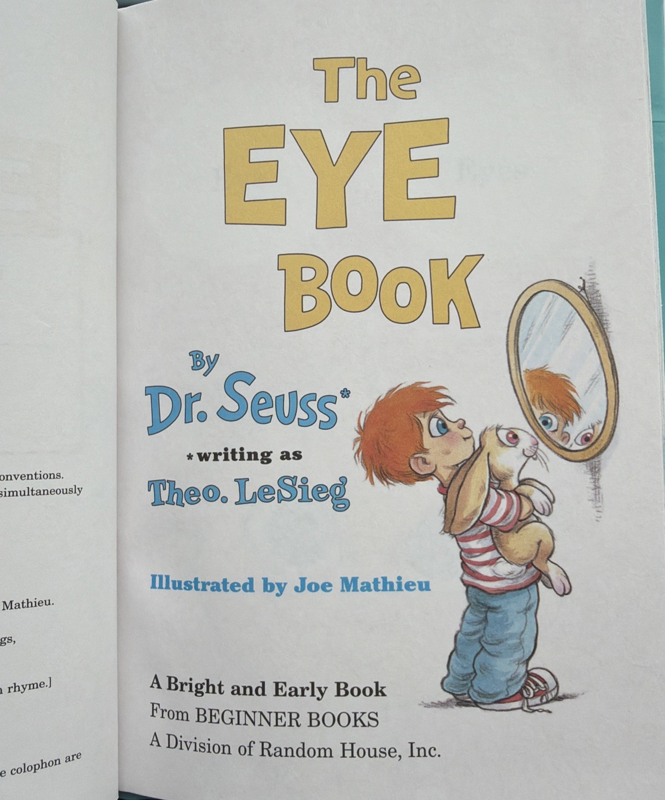 Dr Suess Theo LeSieg Book Lot: The Eye Book & The Tooth Book Bright & Early