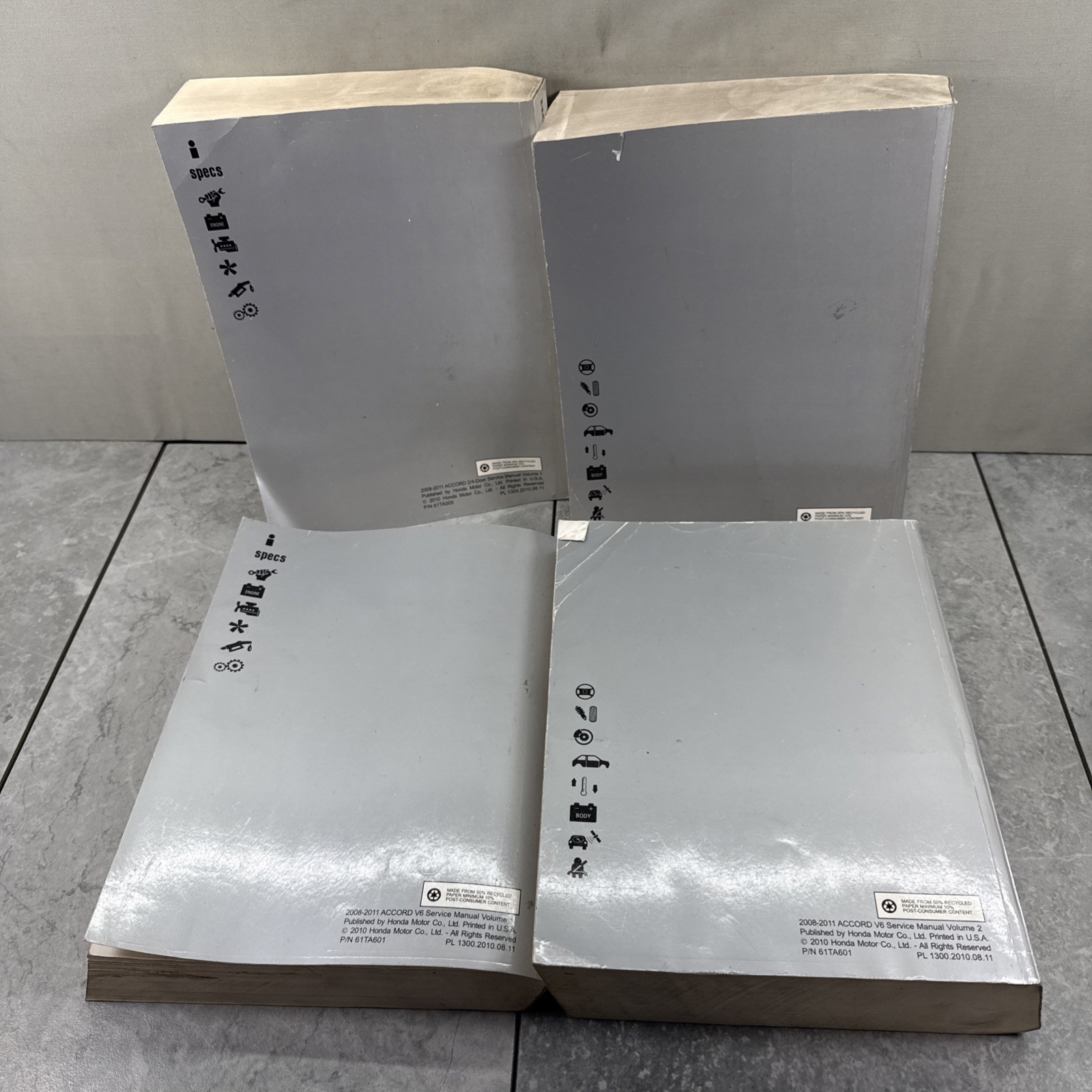 OEM 2008 – 2011 Honda Accord Volume 1 & 2 Service Manuals W/ V6 Supplements