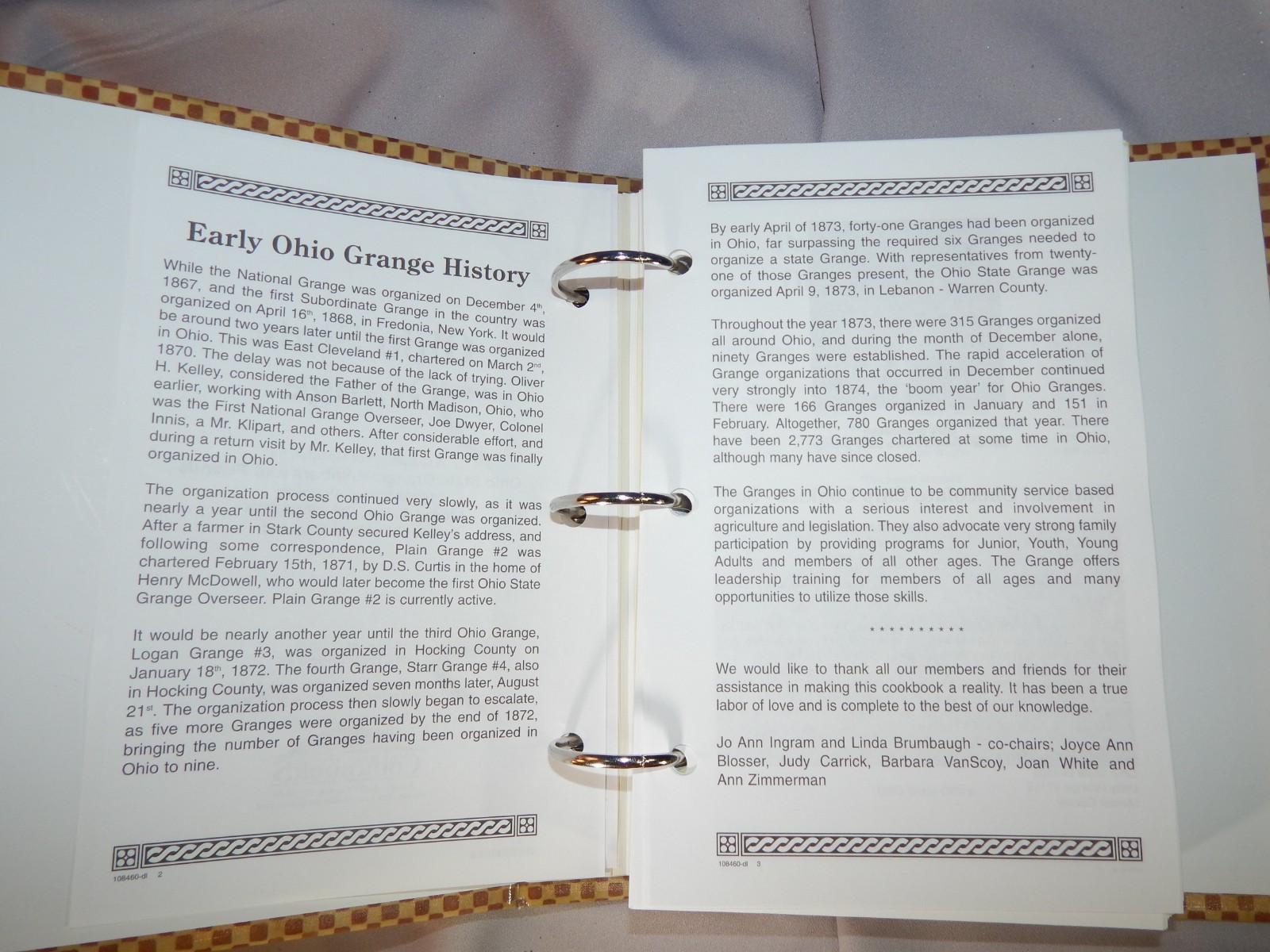 Ohio State Grange Collection of Recipes by Grange Members & Friend Cookbook 470p
