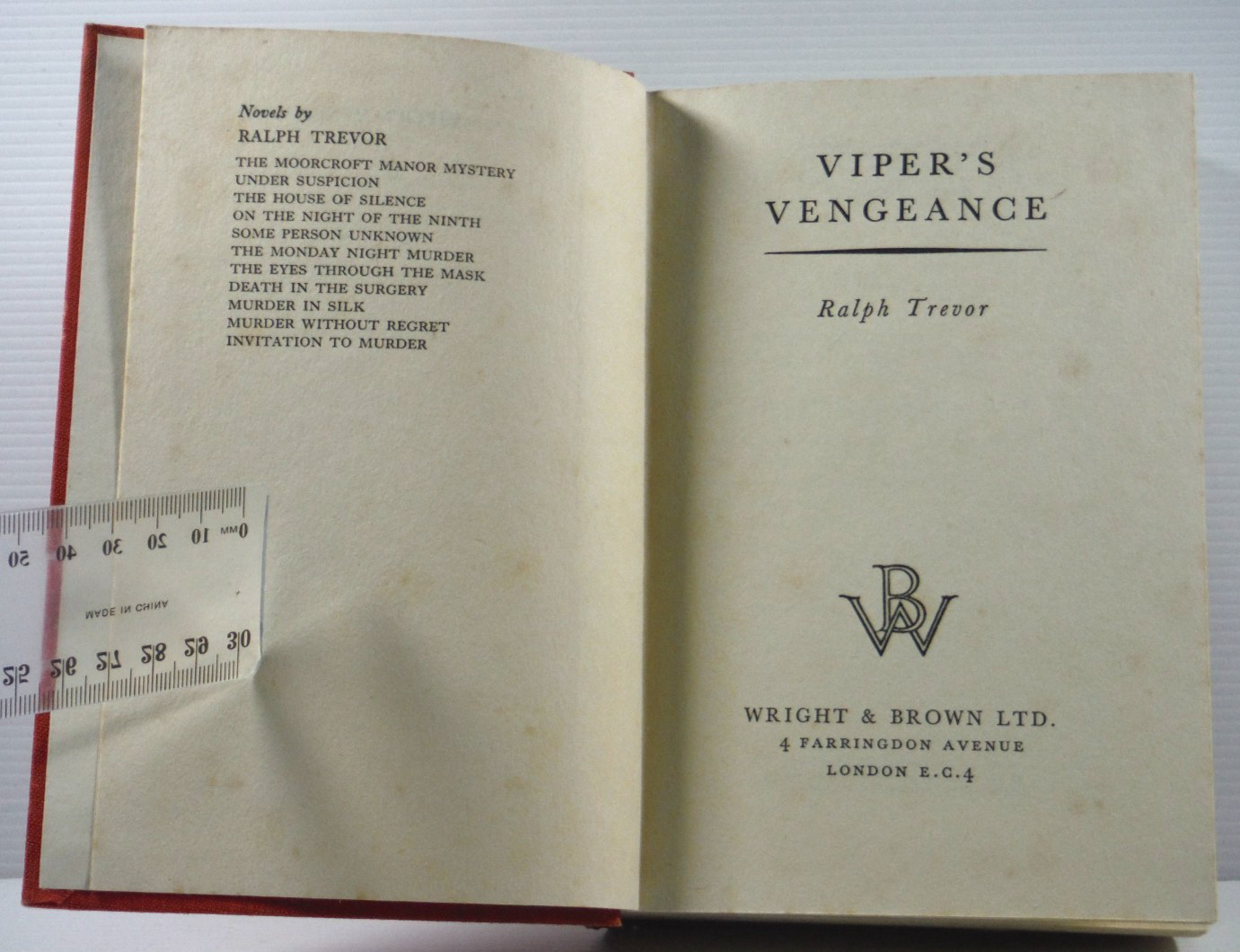 Viper&rsquo;s Vengeance by Ralph Trevor 1938 vintage crime thrill book scarce hardcove