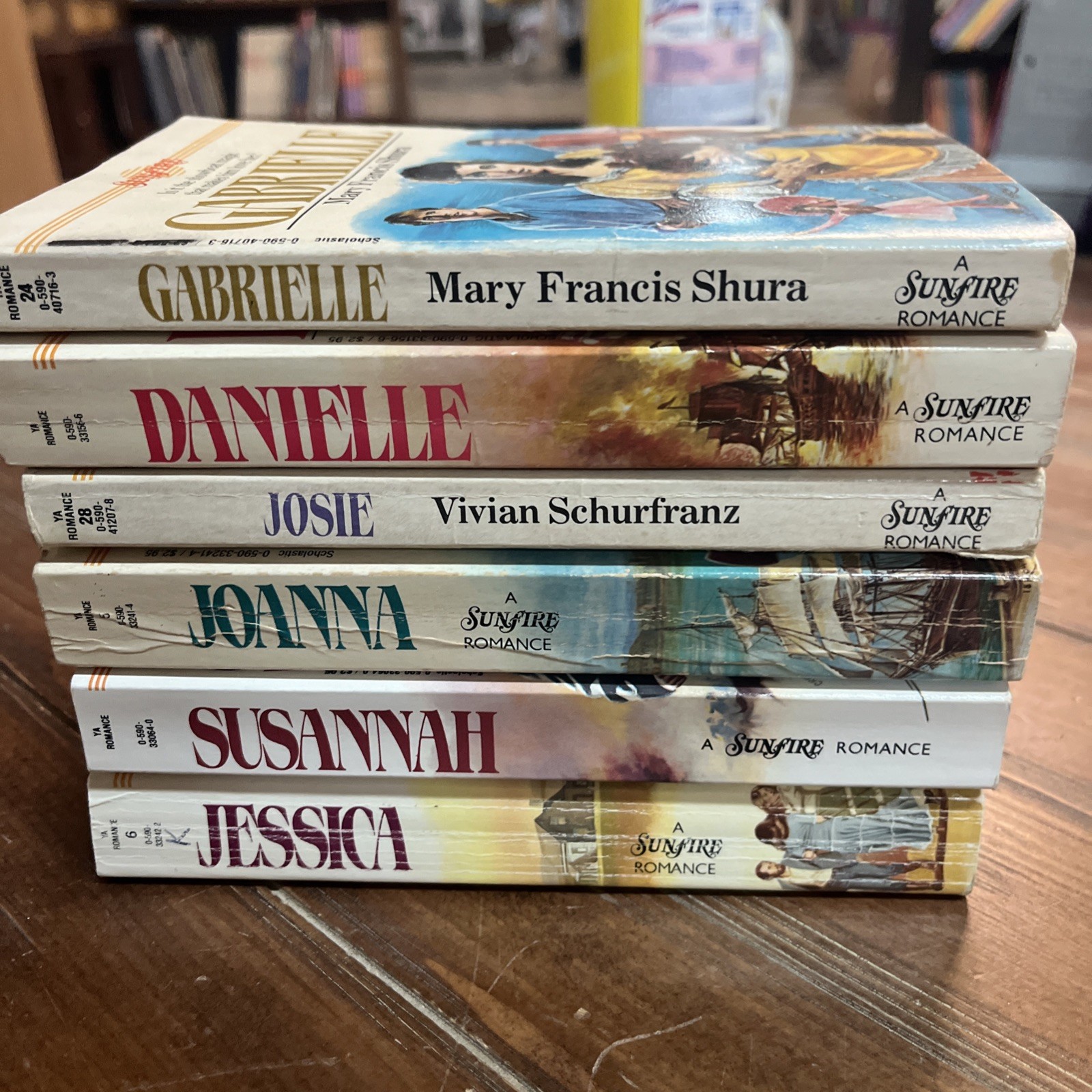 Lot of 6 1980&rsquo;s Sunfire Romance Novels Merrie Emily Nora Josie Heather Margaret
