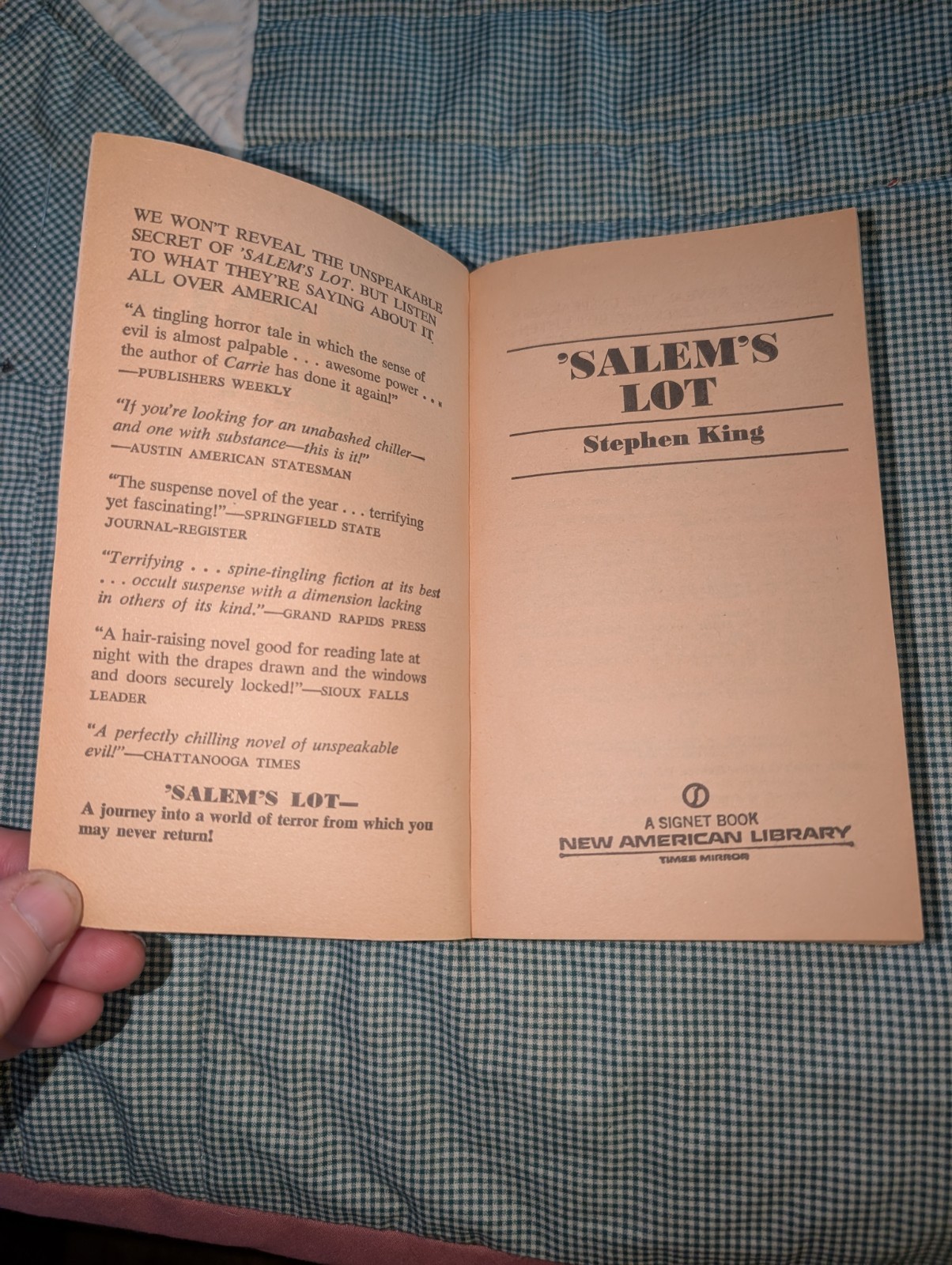 Salem’s Lot Signet 1st Paperback Edition 1st Printing Stephen King
