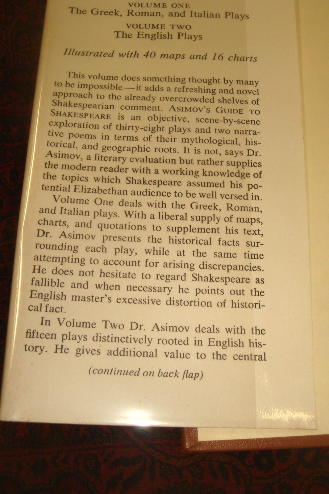 Asimov&rsquo;s Guide to Shakespeare by Isaac Asimov 1978 HC/DJ Avenel 1978 -1536 pages