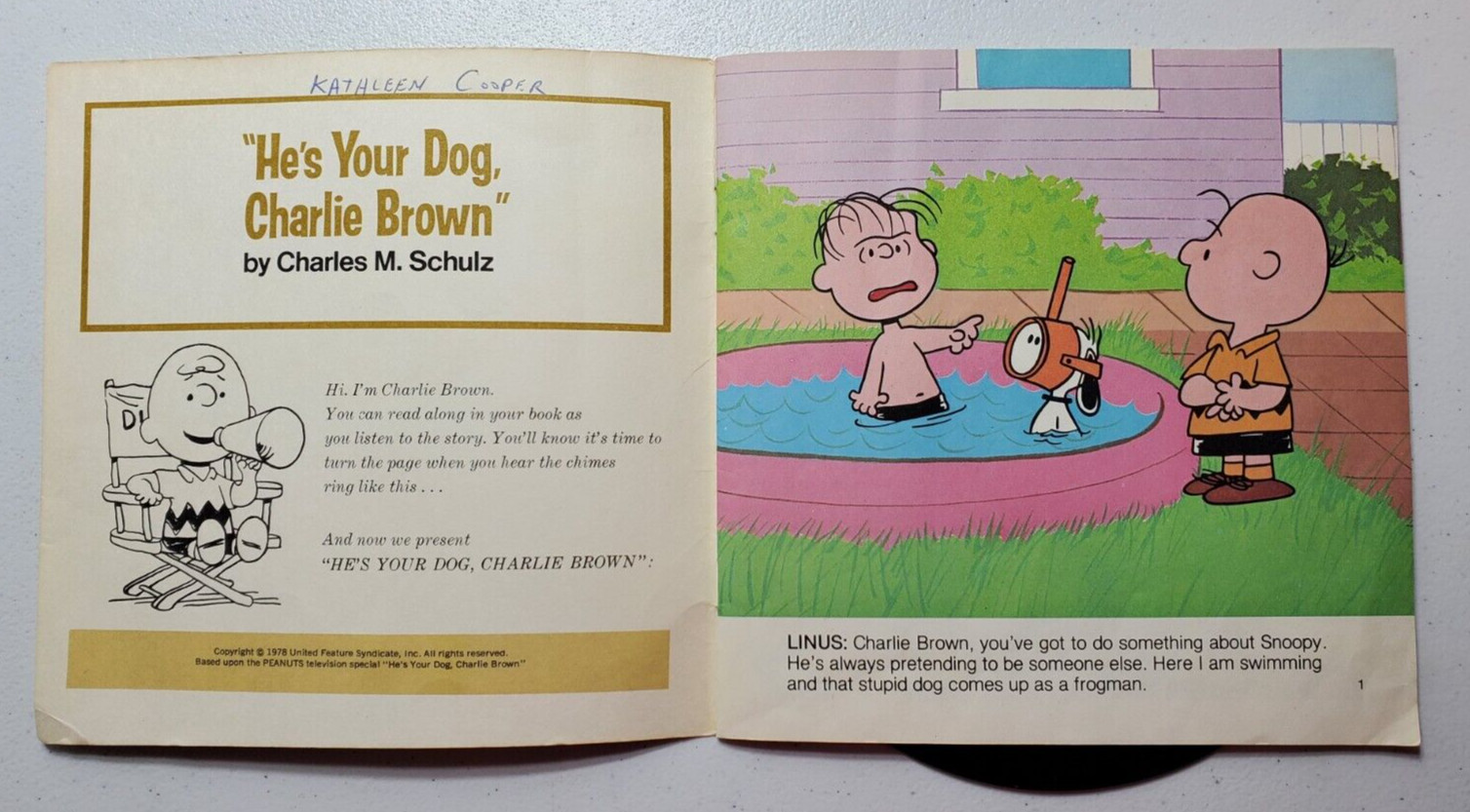 Vintage Read Along Book And Record He&rsquo;s Your Dog Charlie Brown