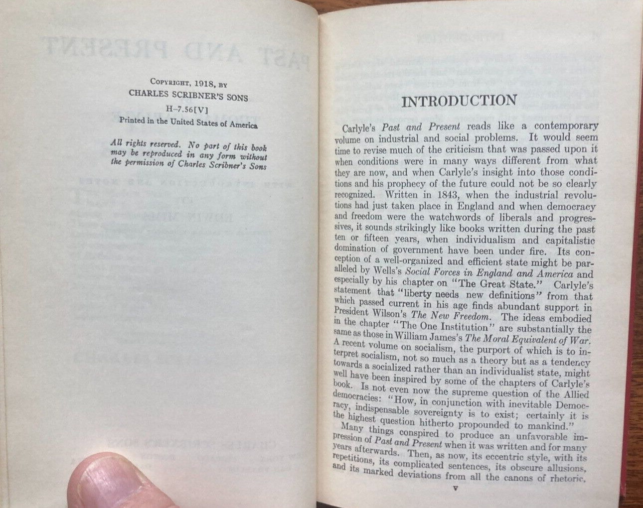 Thomas Carlyle PAST AND PRESENT Charles Scribner&rsquo;s 1918 Modern Student’s Library