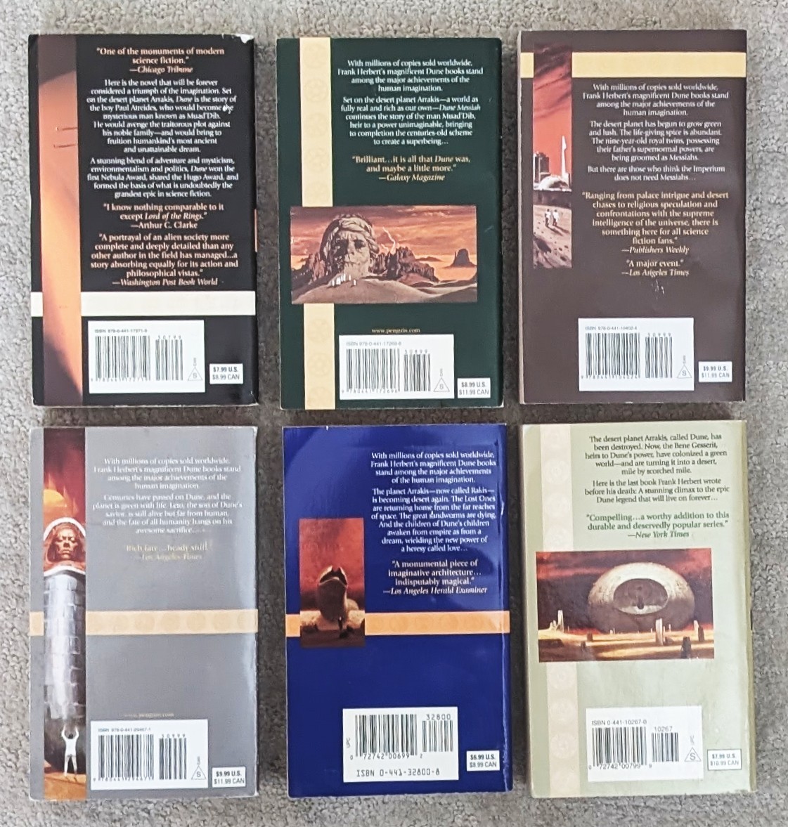 Frank Herbert = complete DUNE sextet = 6 matching ACE paperbacks