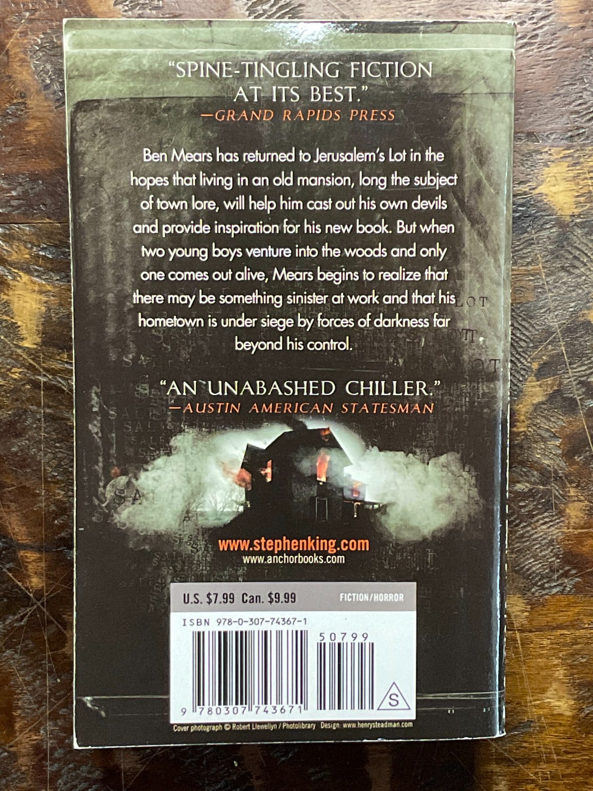 2011 Salem&rsquo;s Lot by Stephen King-Classic Horror Paperback-Second Novel