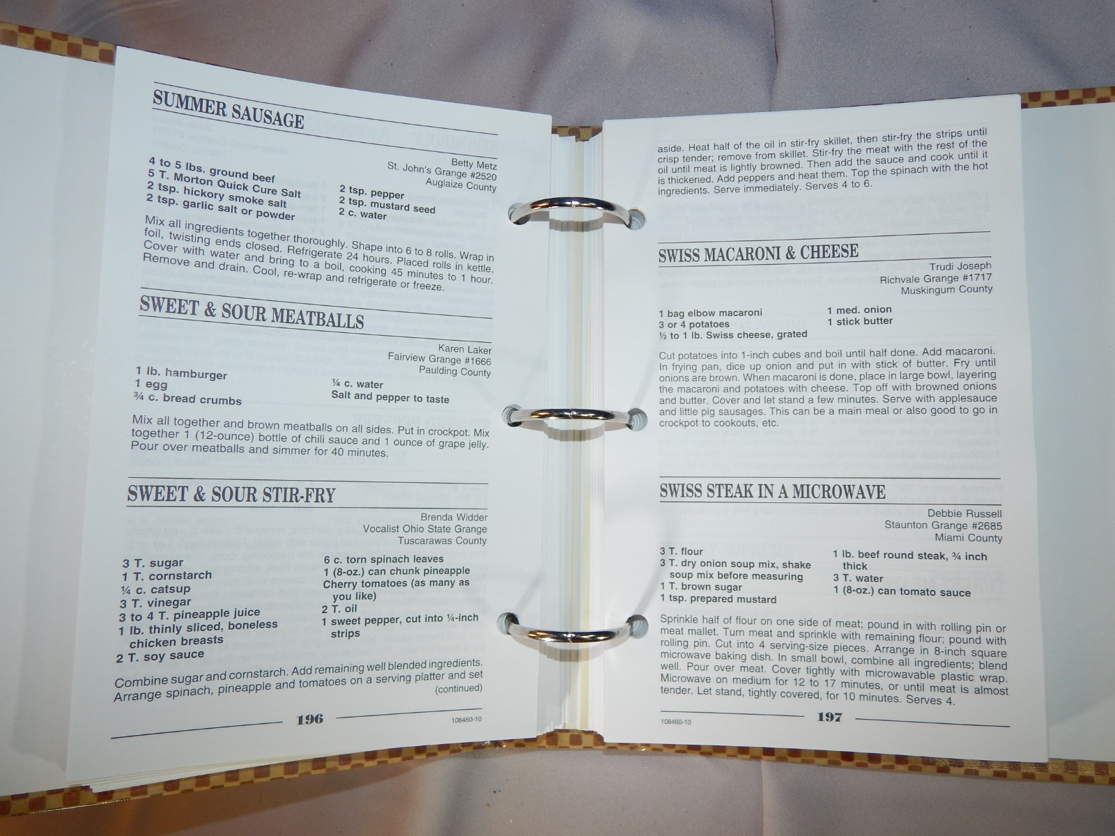 Ohio State Grange Collection of Recipes by Grange Members & Friend Cookbook 470p